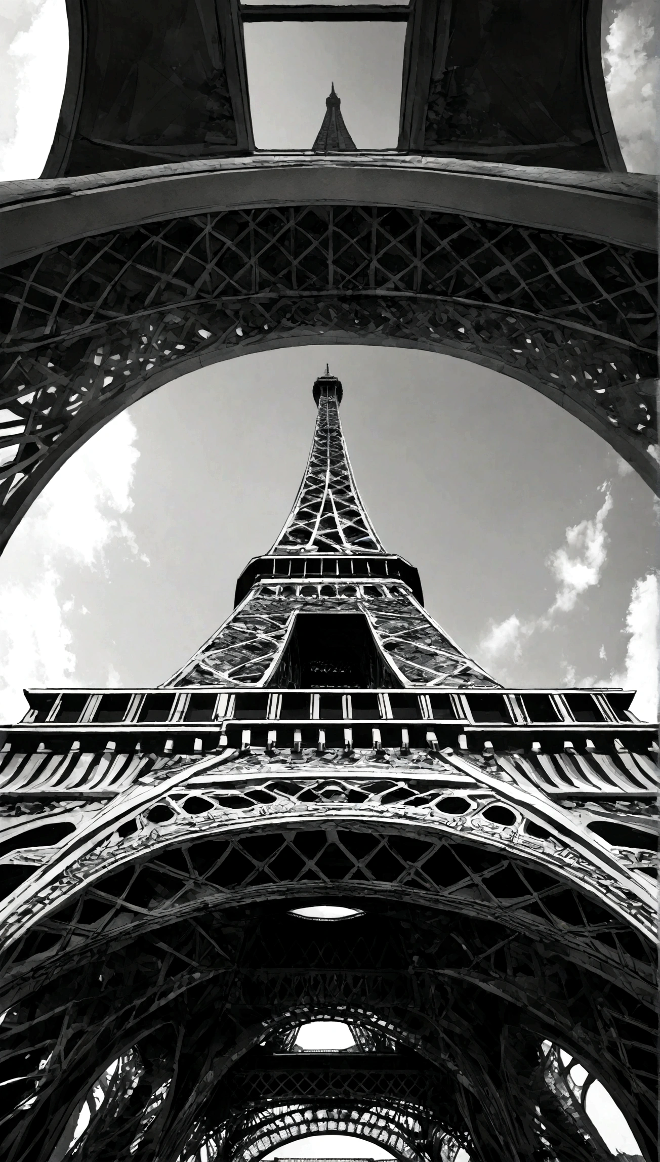 Eiffel Tower, monochrome, 8k, ultra high detail,