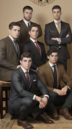 group of Young   jewish  men,  gathered together, focus on the characters' faces, characters