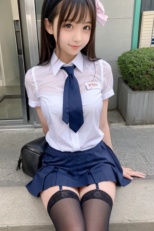 Cute Girls､high school girl､uniform､See-through､mini skirt､stockings､sit