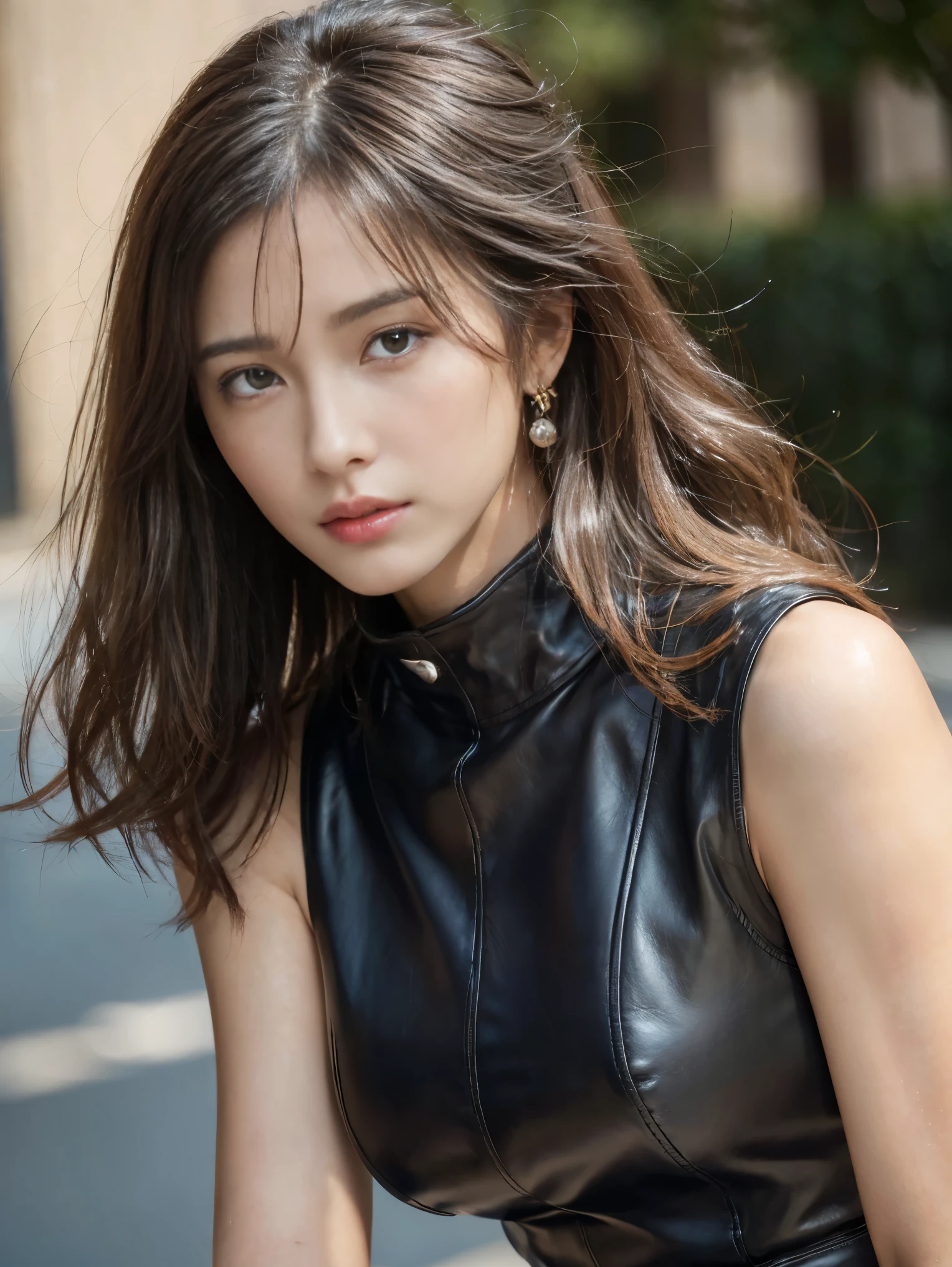 highest quality、masterpiece:1.2、(Realistic、Photorealistic:1.37)、One Girl、cute、Wet、Professional Lighting、Photon Mapping、Radio City、Physically Based Rendering、Gradient brunette hair、Long Curly Hair、Handsome、White ball set、Excellent image quality、High resolution、1080p、(Clear Face)、(Detailed face description)、(Detailed hand description)、(Detailed description of the legs)、(Masseter muscle area)、Extreme light and shadow、My hair is messy、masterpiece、Rich details、(Exquisite facial features)、(Best image quality)、(masterpiece)、(Detailed eyes)、Sexy Style、I look forward to seeing you、Delicate clavicle、(Great tit:1.2)、Beautiful looking skin、(faux leather lace queen )、(Faux Leather Mini Skirt)、(Wearing long black boots)、(A girl riding a large Harley Davidson motorcycle)、