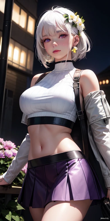 {best quality}, {{masterpiece}}, {high res}, extremely detailed CG, extremely detailed 8K wallpaper, extremely detailed character,{an extremely delicate and beautiful portrait}, (((portrait))), solo, sharp focus, dramatic angle, {{cinematic lighting}}, (photorealistic:2), {{{character ({{{a girl}}}, {{{{{{}}}}}}, smile, opened mouth, beautiful detailed eyes, light blue eyes)}}}, ((18 years old)), highly detailed eyes, highly detailed face, (cowboy shot), 1 girl, solo, standing, studio background, (black background), white hair, multicolored hair, petite, blue hoodie, hair ornament, (((black panties, no bra)))