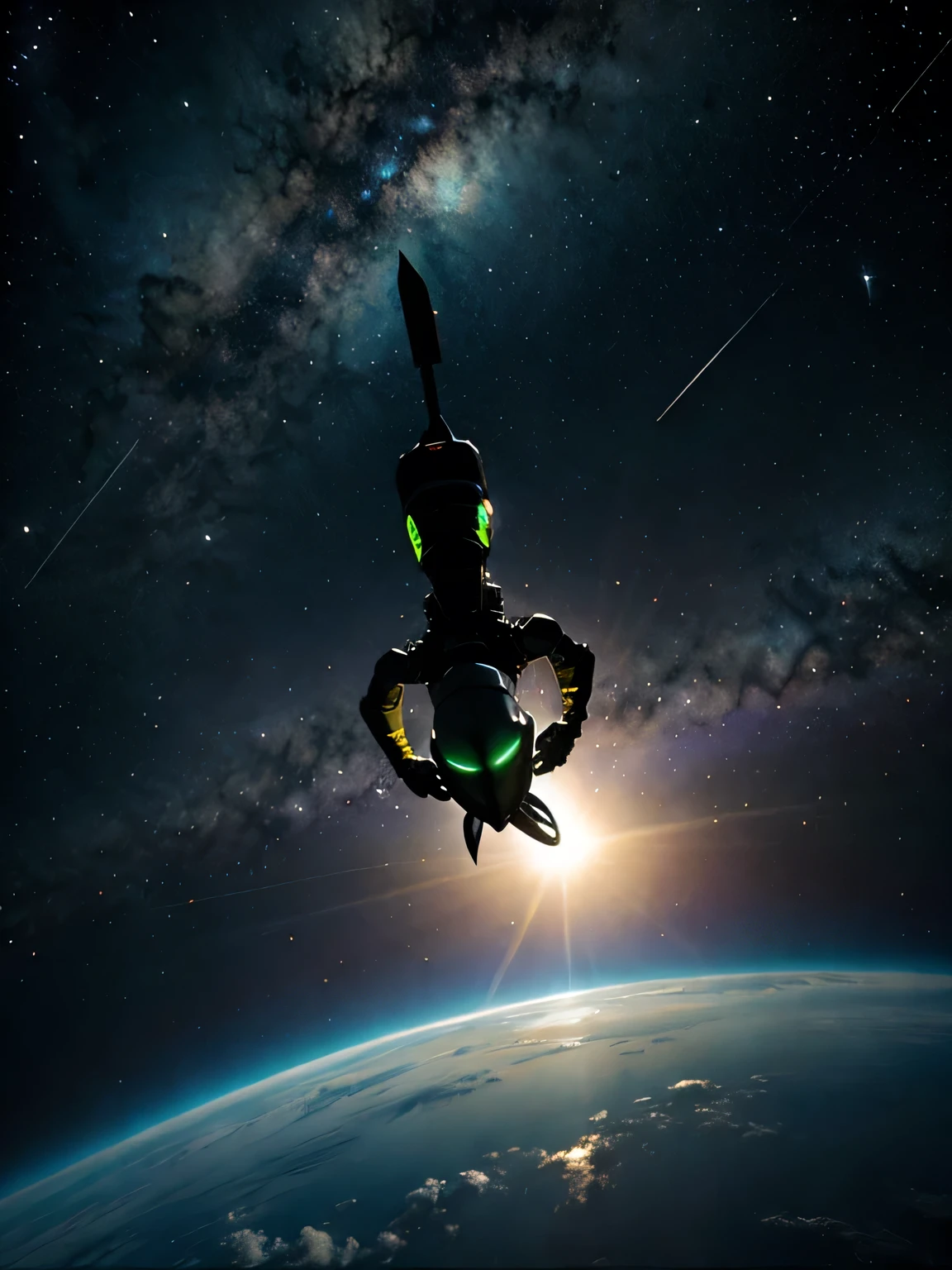 alien floating in space