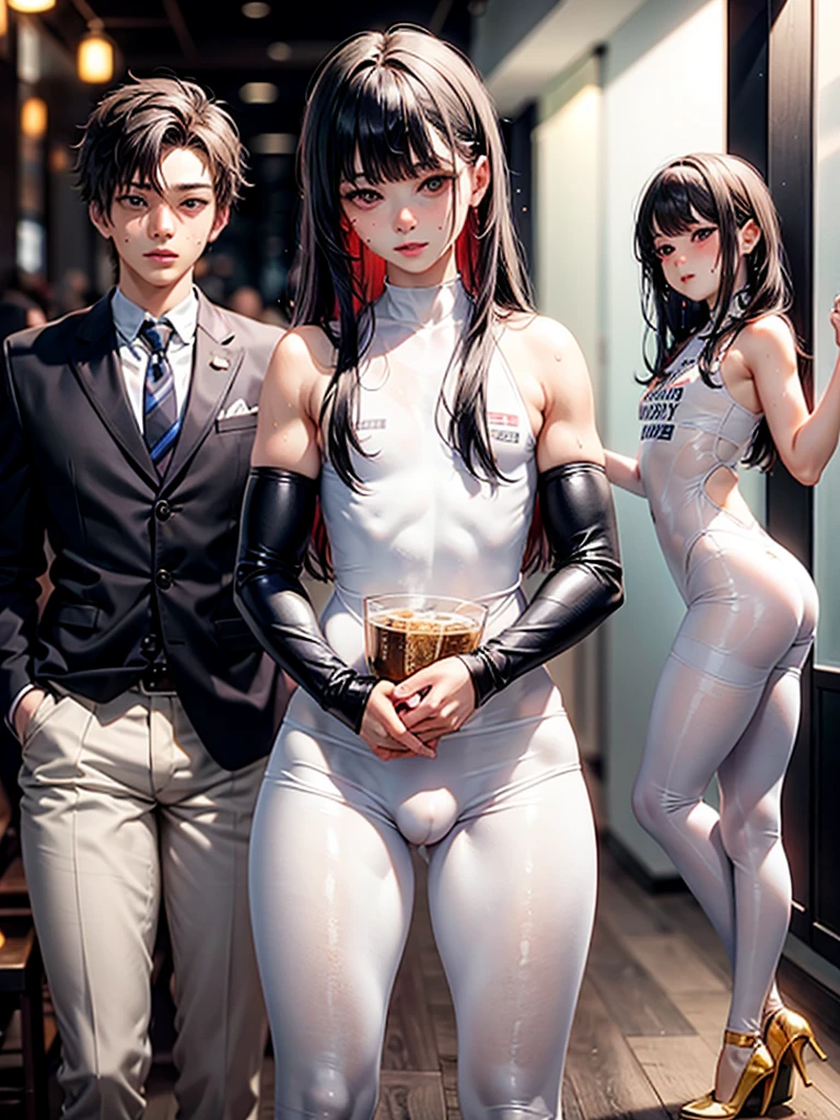 ( positions)、 boy、(1boy)、Focus on the ass.、As a matter of fact, cute 14 year old boy,Real face，Page zoom，Slight swelling,(big ass),thin boy,body boy,smile, perfect body boy,wet boy,big ass,wet milk, perfect detail,Wear tight white pants. ,professional boy photo, masterpiece, big, shiny skin, flirting, from above, (bangs), (sweaty: 1.3), blur background, photo of a boy 14 years ol), spread legs,suit uniform, dark brown hair, realistic, lips, Brown eyes, Glossy skin, Shiny skin, Mature beautiful face, Seductive eyes, Lifting thighs, Backlit, M legs,(blush),(perfect boy boy)