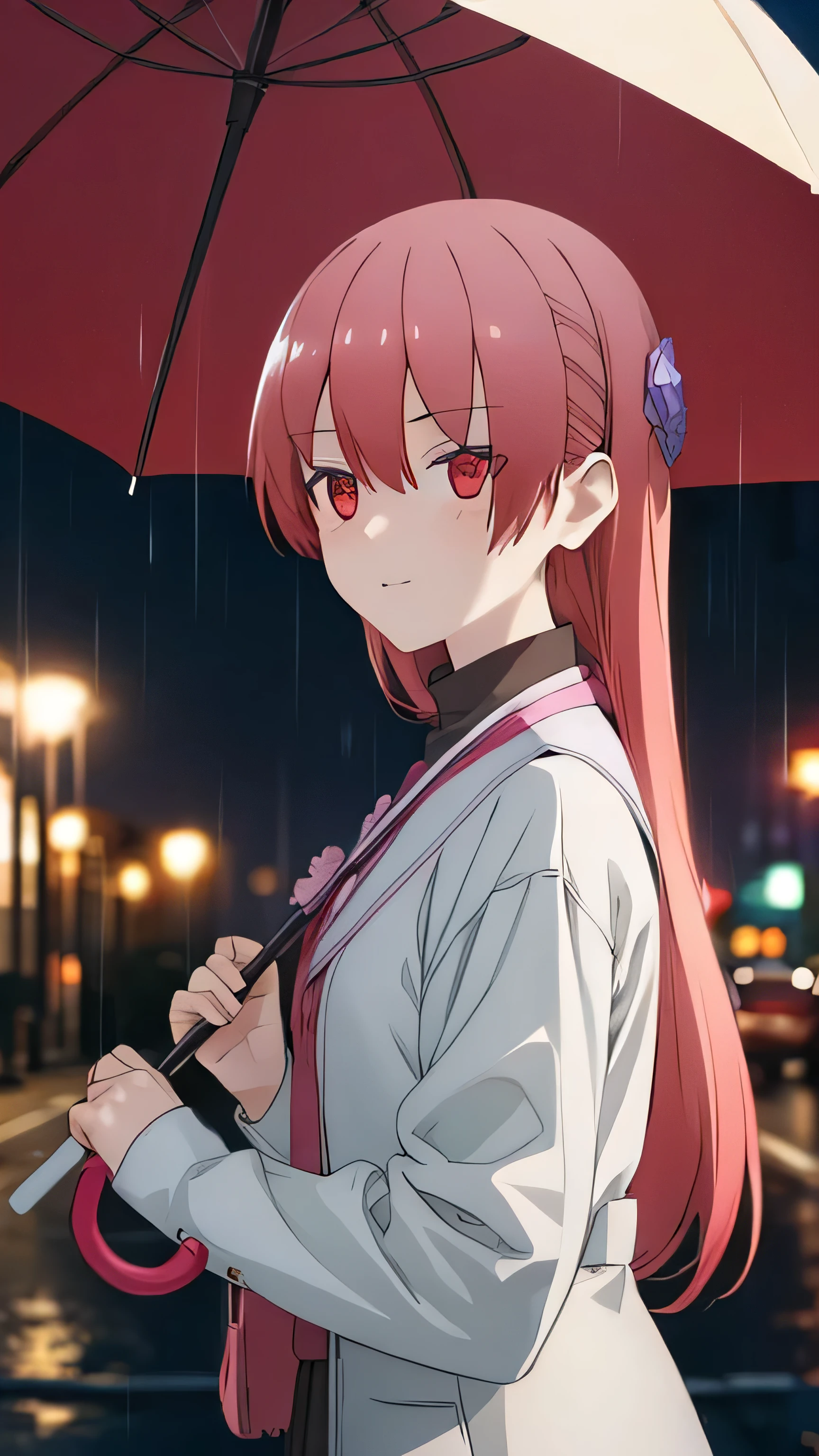 hydrangea、Rainy afternoon、Vinyl umbrella,Girl、With visual effects, High resolution, High resolutionR , 4K Premium, flom below