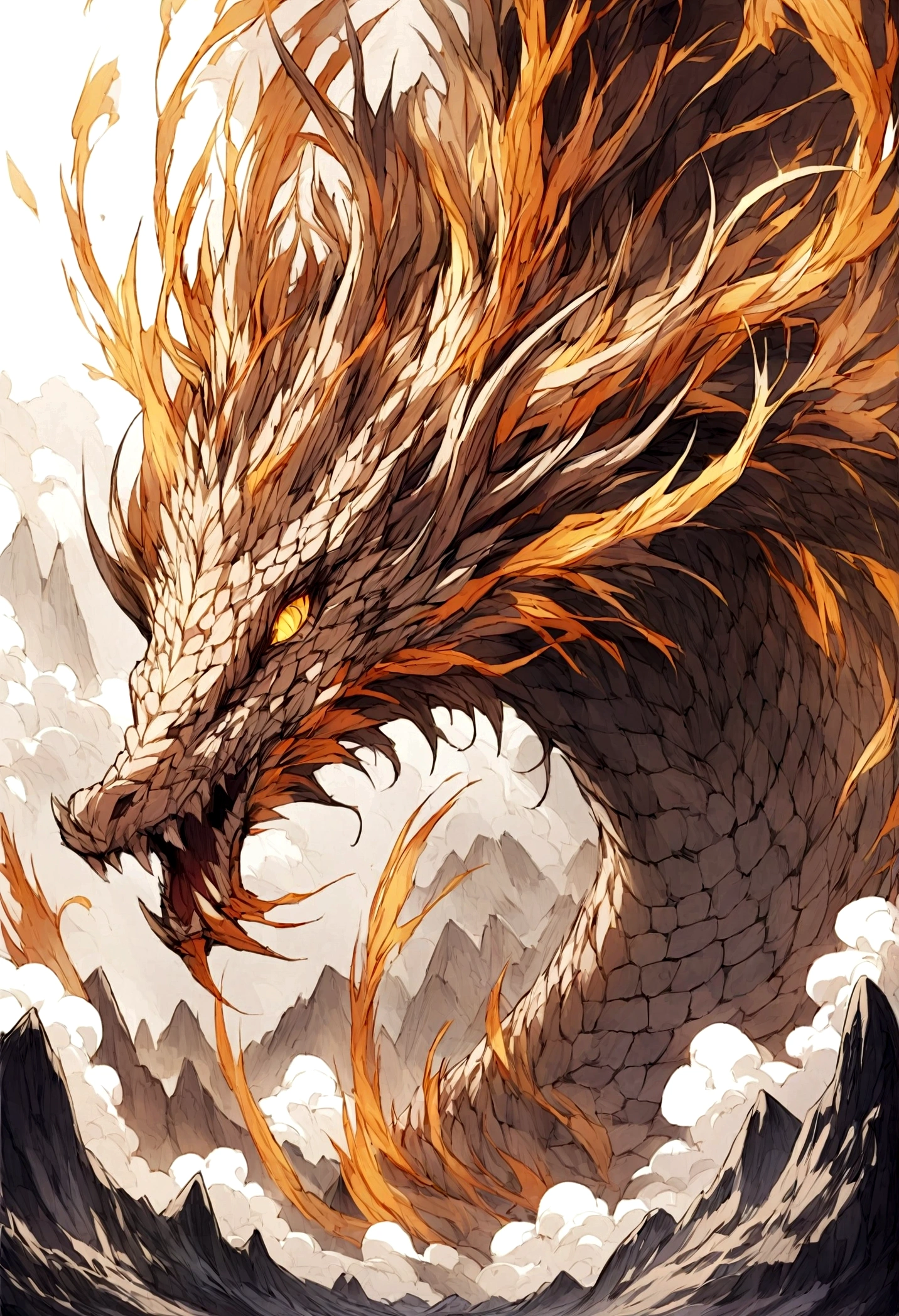 Draw a winding Chinese dragon,The body presents smooth lines and curves。
Adding scale textures to the dragon's body,Make it look more real and vivid。
Draw sharp horns and long whiskers on the dragon head.,Show a majestic image。
Adding glow to the dragon's eyes,Make it look sharp。
Add a cloud pattern to the dragon's back,Add mystery。
Add sharp claws to the dragon's limbs,Demonstrating its great power。
Draw a flame pattern on the dragon's tail,It symbolizes its power and majesty.。
Use bright colors,As red、yellow、Green, etc,Coloring the Dragon,Make it more compelling。
Add some traditional Chinese elements to the background of the picture,Like clouds、mountain peaks, etc,Create a strong Chinese style atmosphere。
at last,Adjust the details of the picture,Make the whole picture more complete and。