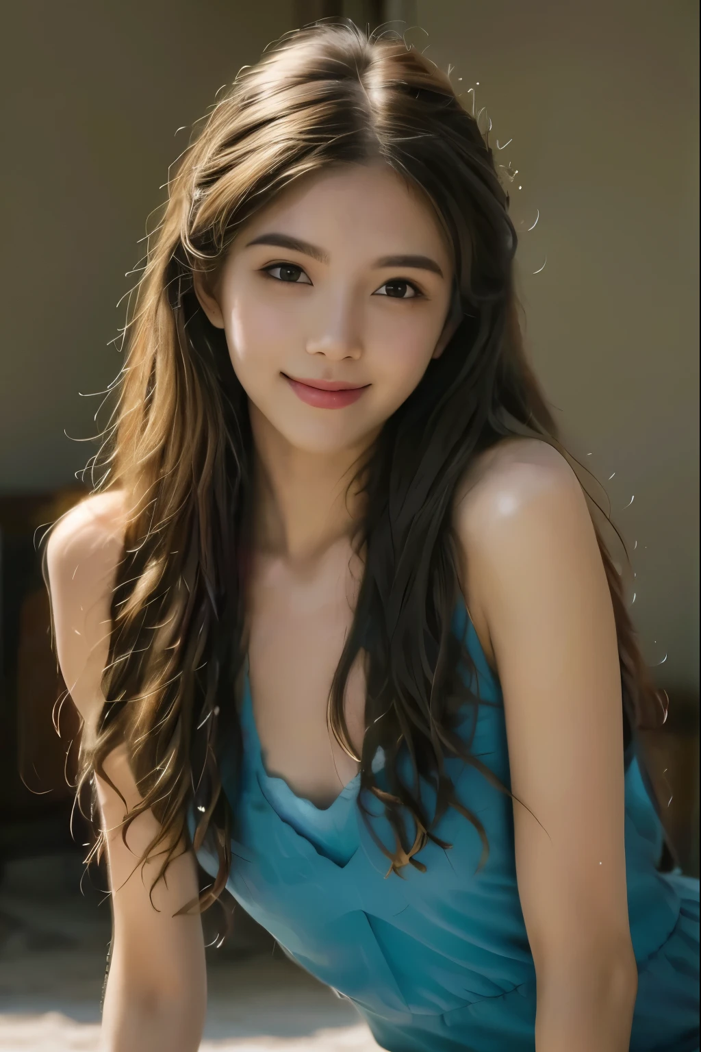 elegant and beautiful woman，Sweet smile looking at the camera, top quality HD fair skin