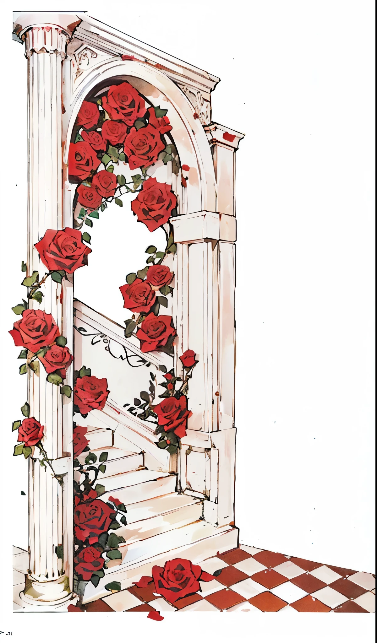 there is a picture of a Door with roses on it, portal maDe of roses, Black rose frame. D&D, author:Fujishima Takeji, reD roses at the top, Translucent rose gorgeous, Full color illustrations, by Akihiko YoshiDa, author:Kano's Travels, backgrounD art nouveau, Decorative roses, author:Watanabe Kazan