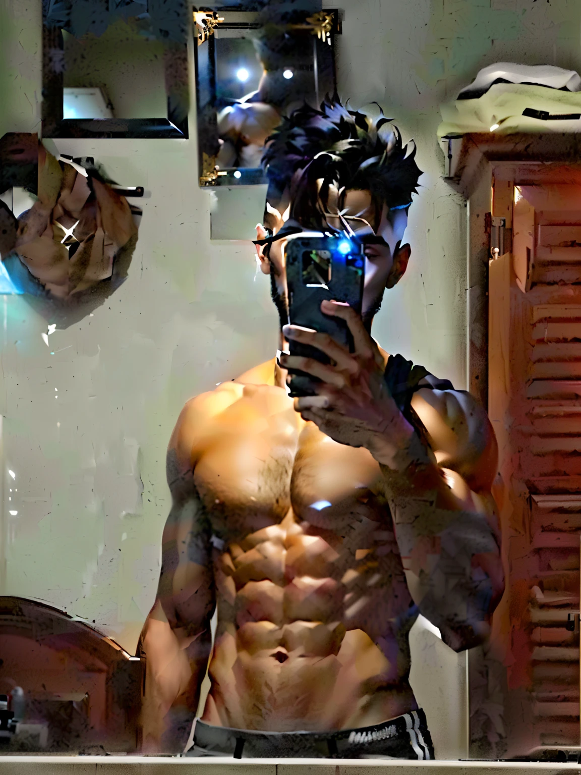 there is a man that is taking a picture in the mirror, fit pic, with abs, 2 , 2 3 years old old, full body 8 years old, prefect body, 18 yeayears old, 2 9 years old, 2 4 years old, by :5 sexy: 7