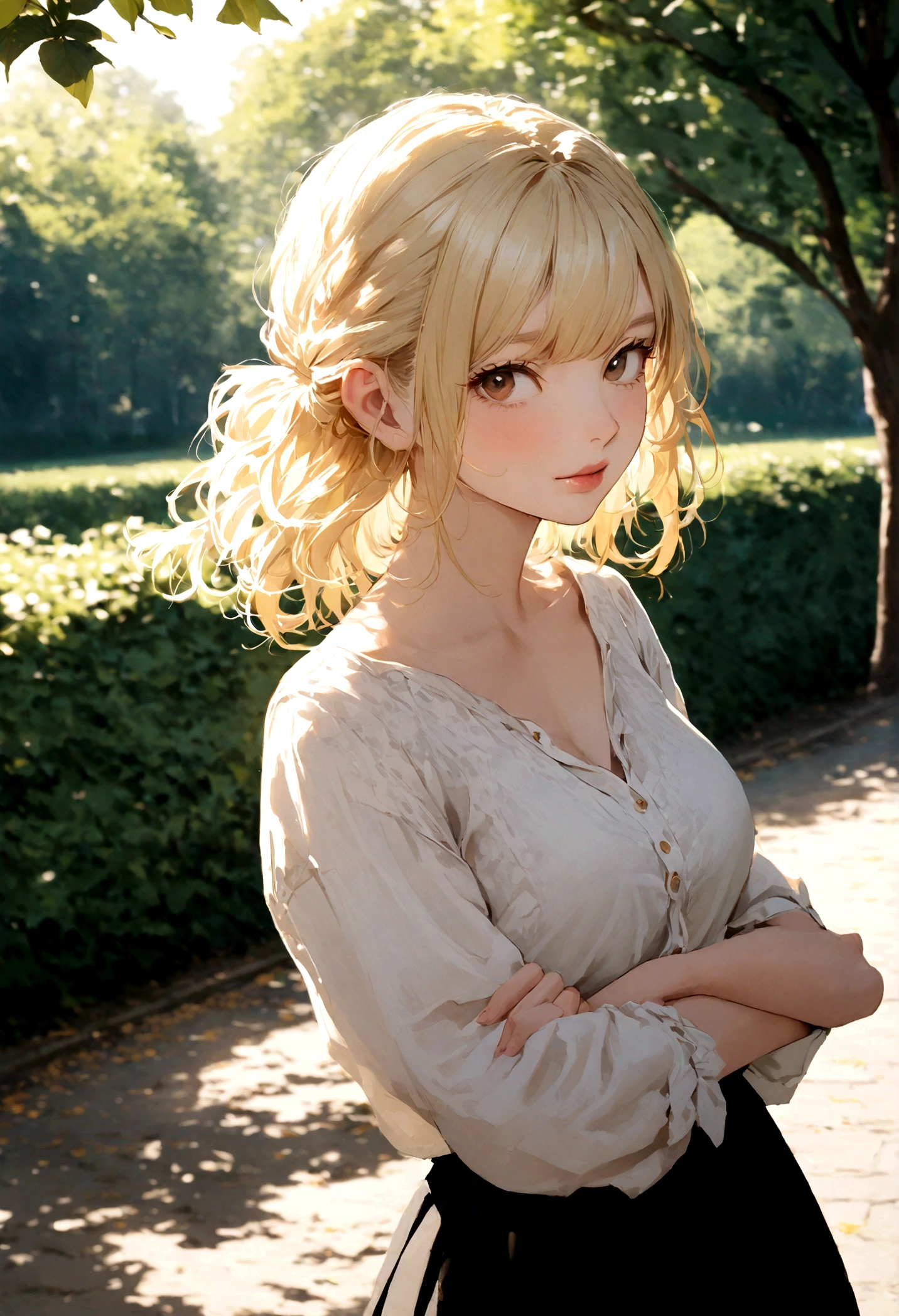 photo identique femme blonde dans un parc