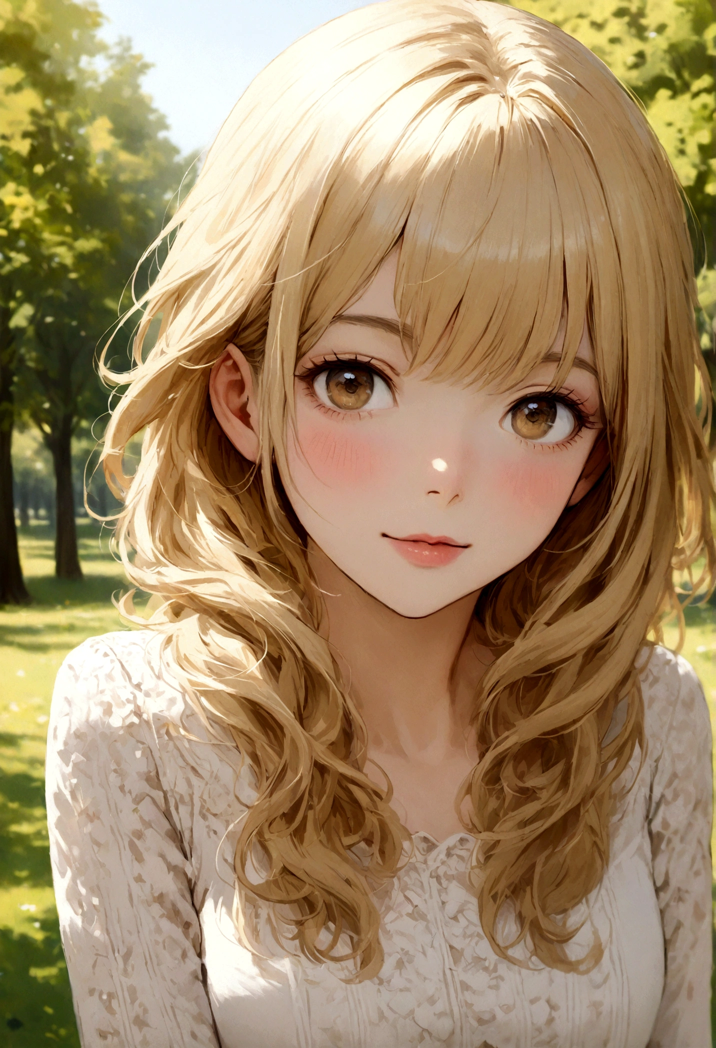 photo identique femme blonde dans un parc