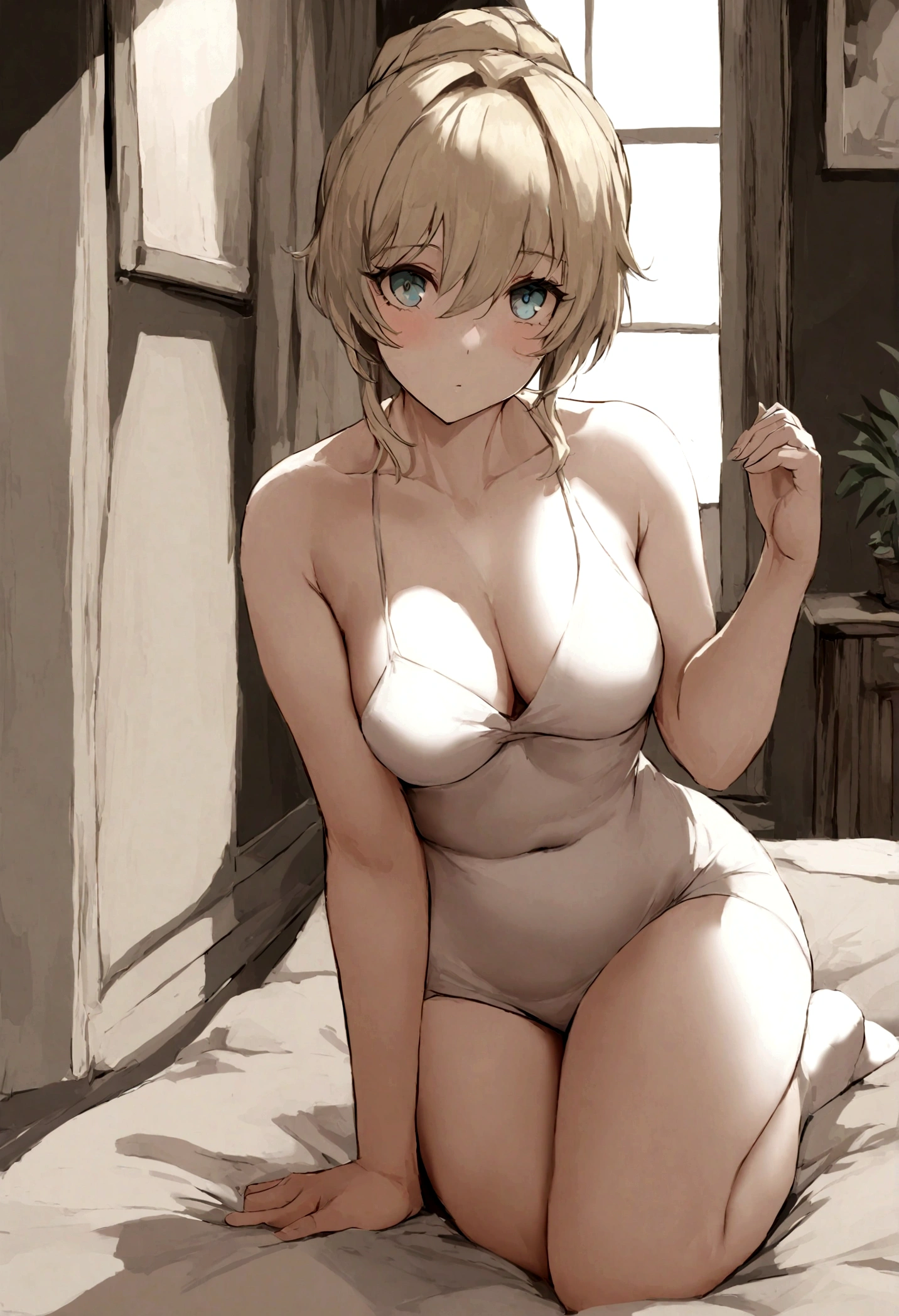 create a real photo'une personne. Fille blonde sexy, environ 25 ans, sans t-shirts (montrer les seins)