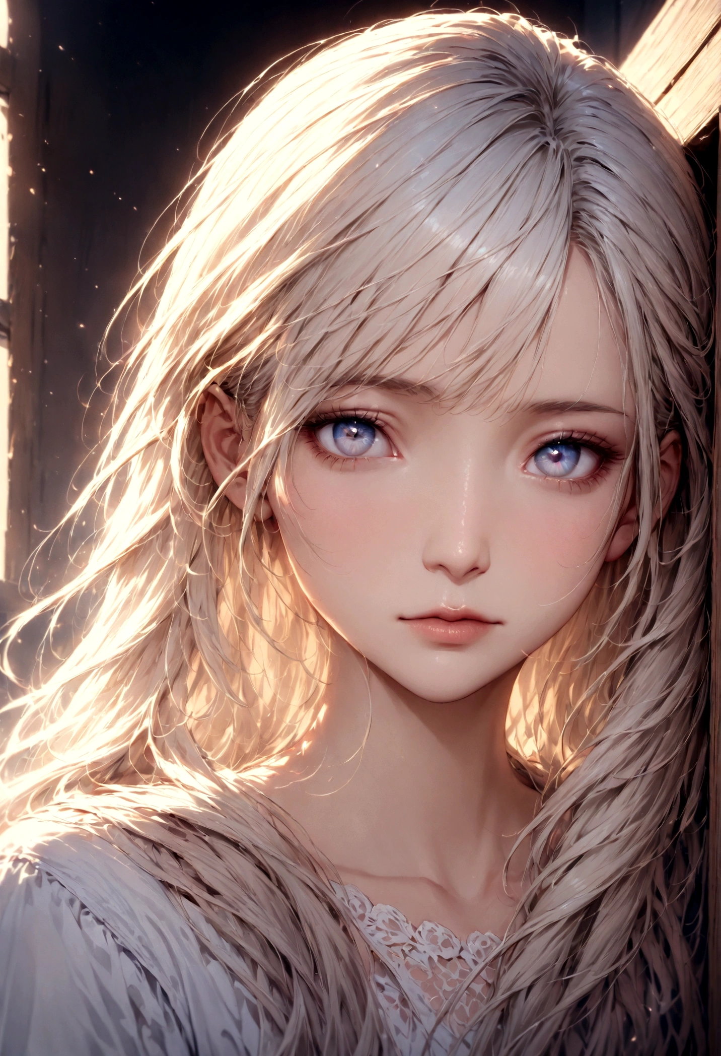 highest quality, Face Focus, Soft Light, Ultra-high resolution, (Realistic:1.4), RAW Photos, 1 Japanese girl, alone, cute, (pupil, Light in your eyes), Beautiful face in every detail, (Small box),(High resolution detail of human skin texture), (Long Hair), indoor, Damask Shirt Dress, (Portraiture) 9:16
