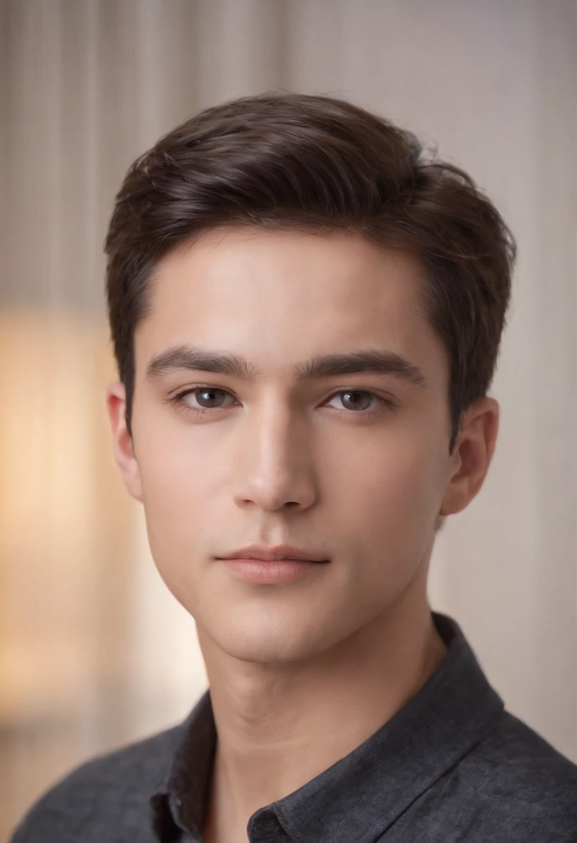 Face Shape: Oval with smooth jawline contours. Hair: Short, black, with a neat cut. Forehead: Wide with a clean hairline. Eyebrows: Black, fairly thick, with a natural shape. Eyes: Almond-shaped, medium size, dark in color. Nose: Straight, medium size. Mouth: Thin lips, natural color. Ears: Proportional to the face, normal size.
Male, boy, man