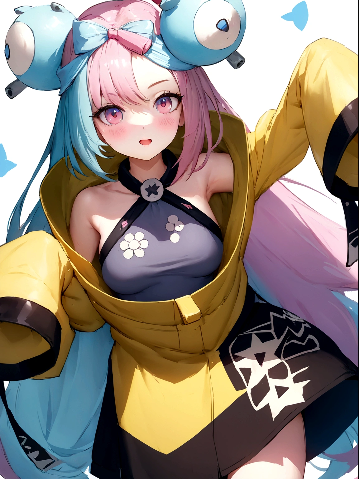 Anime girl with blue and pink hair and yellow jacket, Best Anime 4K Konachan Wallpaper, Anime Moe Art Style, artstation pixivでトレンド, From Arknights, Anime Style 4k, Top rated on pixiv, pixiv artstation の guweiz, anime waifu, Amazing Anime 8K, artstation pixivのguweiz