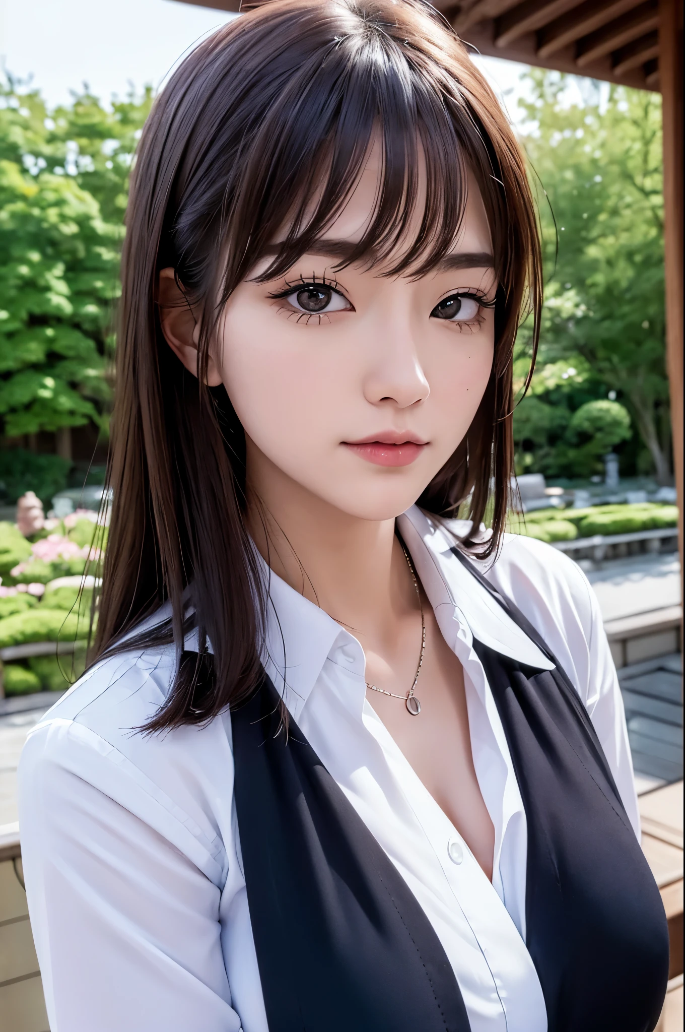 (((masterpiece))),(((High resolution)))、(((8K)))、(((perfect face)))、(((beauty of japan)))、20 years old、(((beautiful face))), (((business shirt))), Plump, top quality eyes, detailed texture, look at the camera, big tits, ((high resolution face))