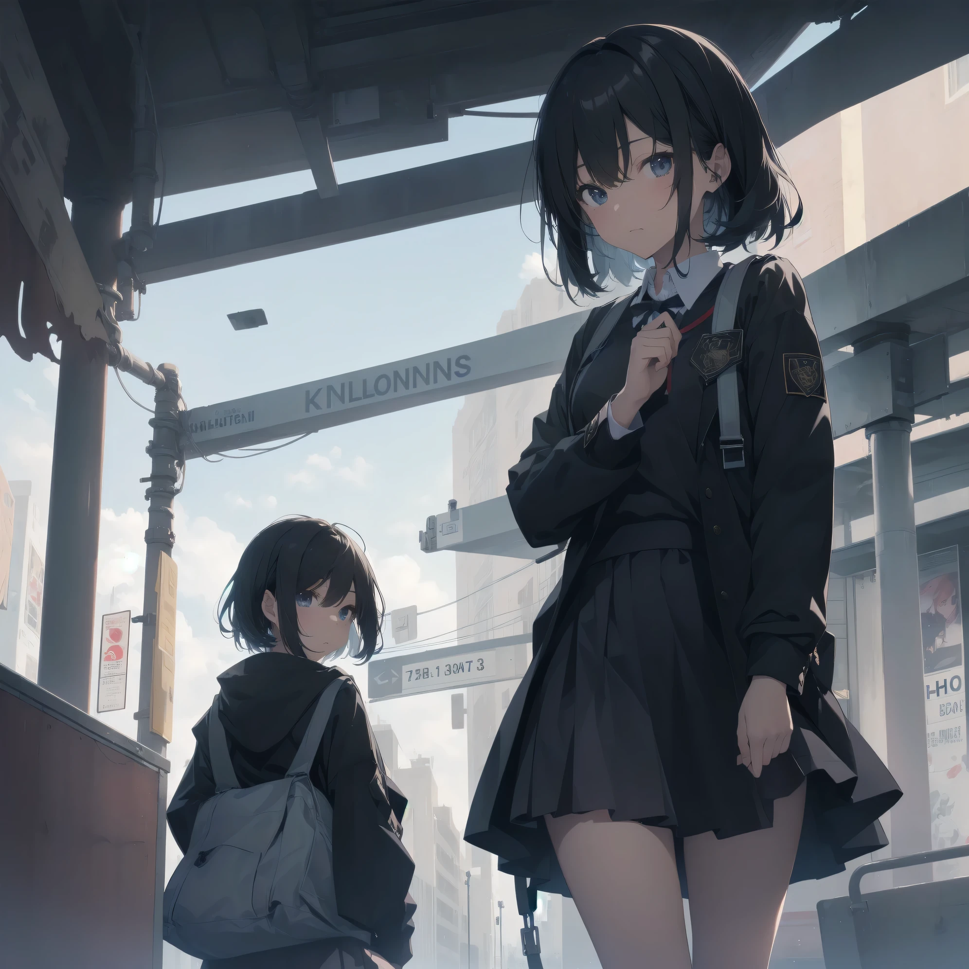 ultra-absurdres-Top quality by artist God, ultra-detailed, high resolution, anime moe artstyle, best anime 8k konachan wallpaper, pixiv contest winner, pool:2810, perfect anatomy,break, 1girl, (Please draw a girl walking sleepily to school alone. )break,(Solo,little female, 13-year-old:1.3),Full limbs, complete fingers,a junior high school student, (very short hair), short cut, flat chest, , small butt, small black eyes, beautiful detailed eyes, well-proportioned iris and pupils, expressive eyes, highres detailed hair, soft expression, salor school_uniform, sailor collar, serahuku, bow, pleated skirt,(Detailed Lighting), (Detailed background), in the School commute route. break,super detailed skin, Best cinematic lighting powered by famous artist, 8k,beauty illustration,photoshop_(medium),very aesthetic,break,((artist:sayori_(neko_works) )), artist:clamp ,artist:carnelian ,artist:kantoku ,