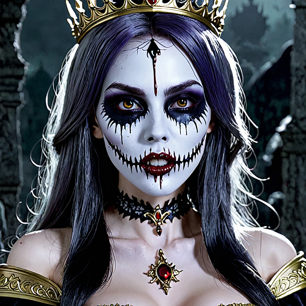 Zombie Queen, cadaveric spots, bloody wounds