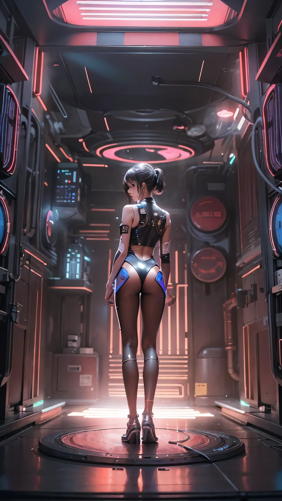 (((Futuristic hotel bedroom with cyberpunk art:1.2, Sexy pose with legs spread:1.2, Afterglow of sexual activity:1.3))), ((sexually satisfied face:1.3, blush:1.3)), ((highest quality)), ((masterpiece)), ((Realistic)), (detailed), (Realistic), (14 years, Baby Face:1.5, Idol Face:1.3), (very thin body), ((Highly functional tight bodysuit:1.3)), ((sf:1.3)), (((Small and slim body type))), (Gaze at the viewer:1.2), (Beautiful breasts), (Small beautiful butt), Short Hair, Twin tails, Ray Tracing, Super Resolution, PBR Texturing, postprocessed, Anisotropic Filtering, Written boundary depth, Maximum clarity, Three-part method, (8K RAW), 非常にdetailedなCG, unity 8k wallpaper, (Cinema Lighting:1.1), (Lens flare), Reflective plate, Sharp focus, (Accurate Shadows:1.2), (detailedな目と顔:1.5), (detailedな手:1.4, Beautiful little hands of a girl:1.3), (Perfect Anatomy:1.5),