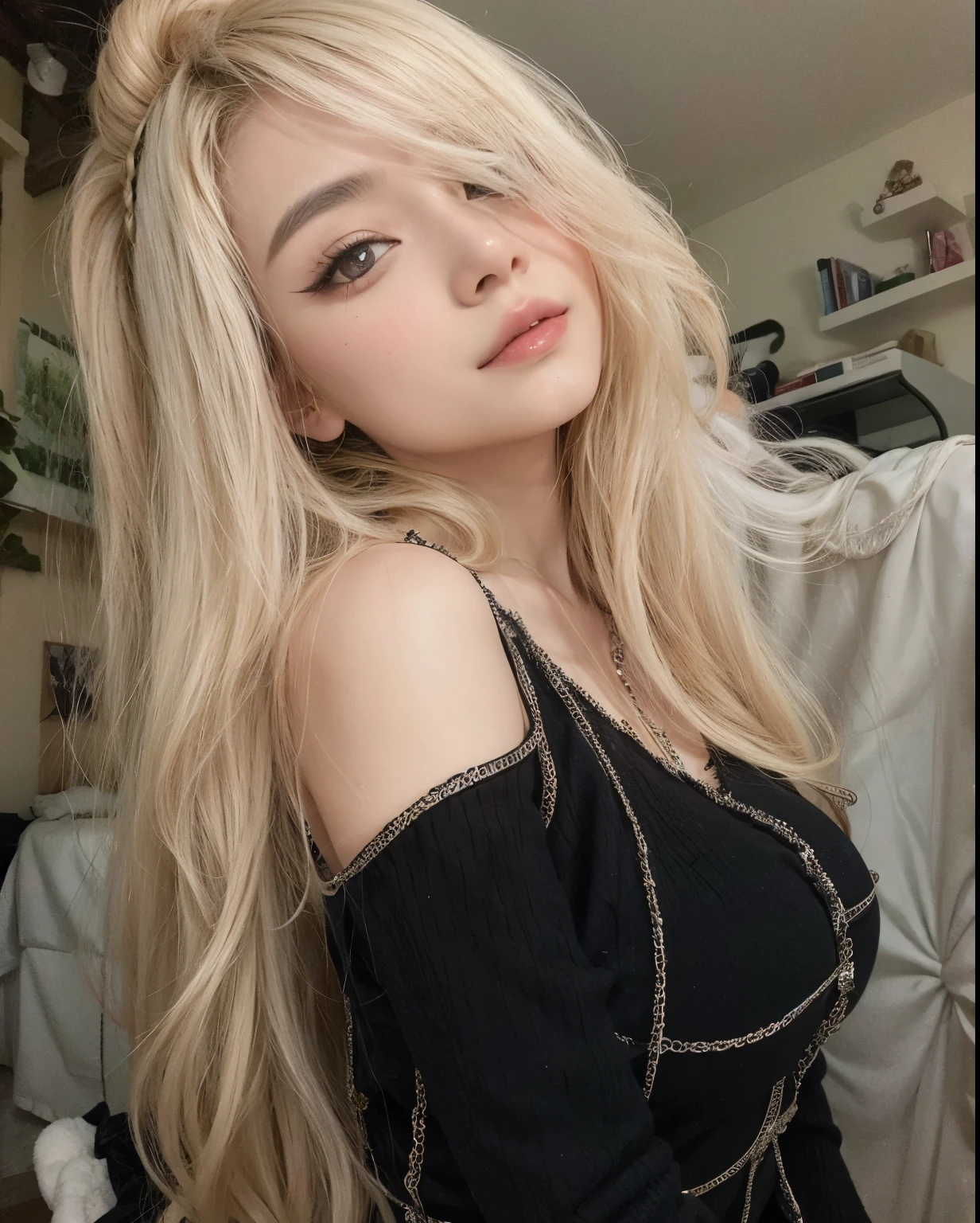 Uma mulher oriental pousando para foto