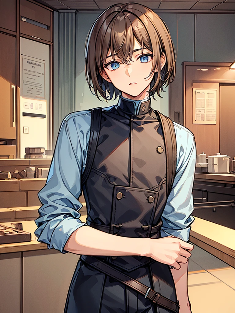 masterpiece, best quality, ultra-detailed,1boy,handsome,light brown hair,bangs between eyes,[bob cut:(short hair):0.3],light blue eyes,,black outfit, (extremely detailed head:1.0), (extremely detailed face:1.0), (extremely detailed hair:1.0)