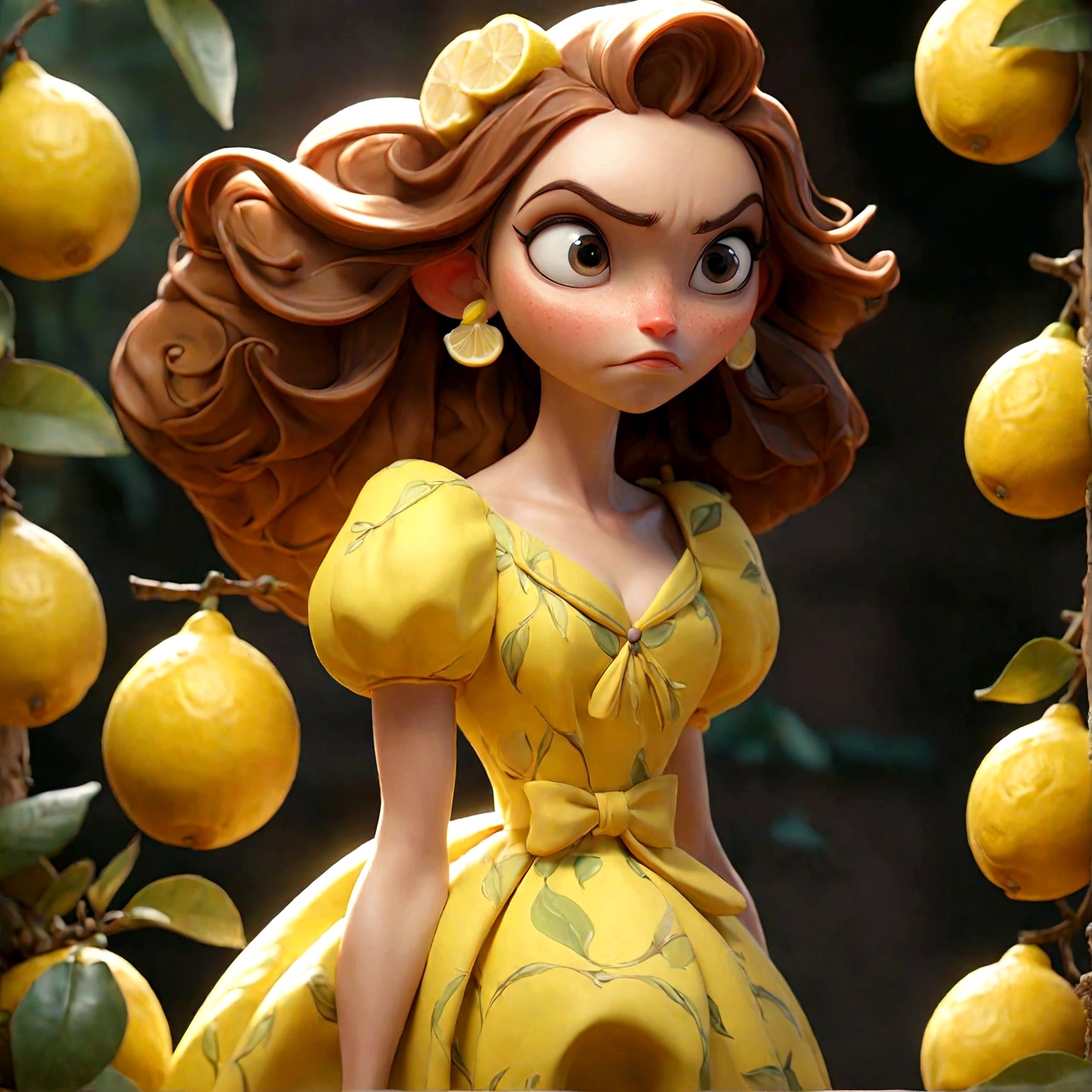Woman wearing a lemon dress