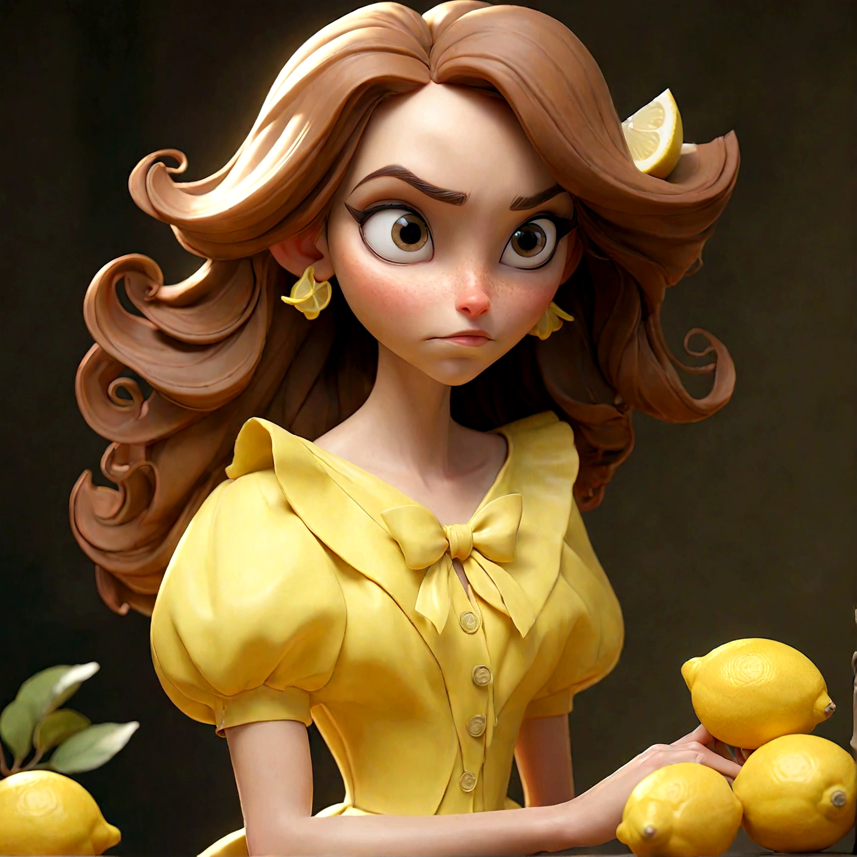 Woman wearing a lemon dress