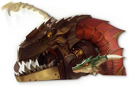 there is a metal fish with a gold head and a gold tail, angler fish sculpture, the first steampunk dragon, jormungandr, a steampunk tyrannosaurus, sharp cyborg dragon head, angler fish, lizard head, dragon head, metal dragon tail, robot dragon head, steampunk rat, merging crocodile head, metal, dragon mouth, monstrous mask, smaug