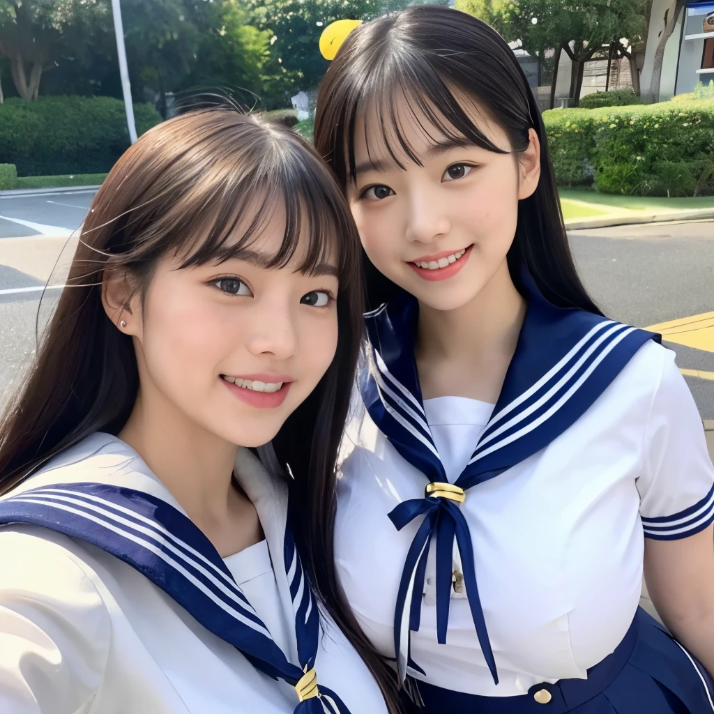 2 girls, With two people, highest quality, 8k, Japanese women photos, 18-year-old, long, straight black hair,, ((plump)), ((Big Breasts)),Sailor suit, mini skirt,, The best smile, Grow eyes,  Shining happiness, Caring personality, Sweet feminine aura, Calm but firm attitude, I have a few freckles on my cheeks, A spirit of warmth and joy,Sailor suit, Eyes that shine with devotion, Two people in love,Couple,Man and woman photos, Humble and dedicated ,Sailor suitBig Breasts,valley,超Big Breasts,Big Breasts,超Big Breasts,Huge breasts,A chest that&#39;s about to burst,Big Breasts,valley,Big Breasts,Big Ass,Big Ass,Huge Ass,15 years old,15 years old,high school student,high school student,student服,student