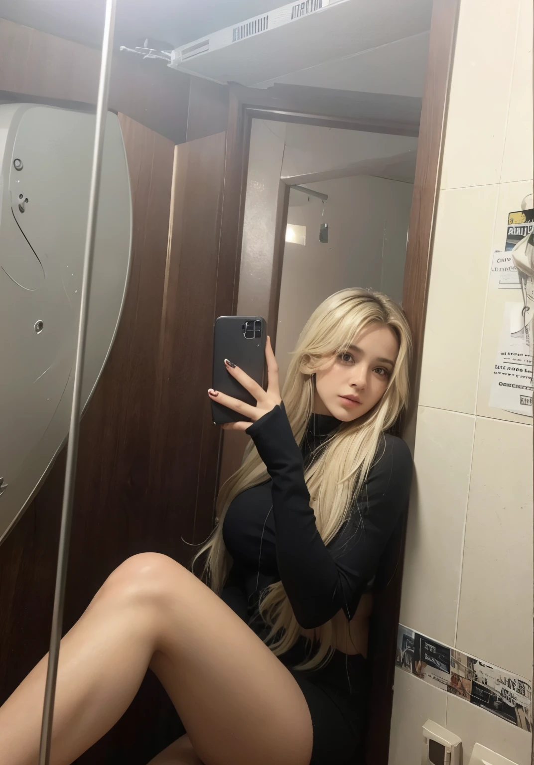 Uma mulher tirando foto na frente do espelho