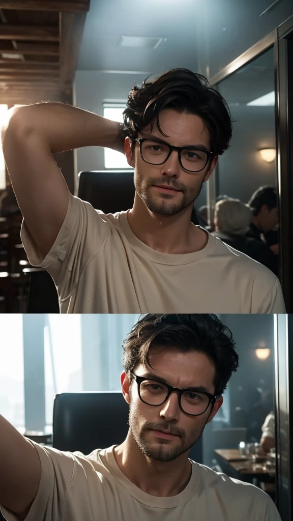 Jamie dornan, European, russia, black hair, hipster, Programmer, look at view, 30 years, happy, selfie, ((tired look)), glasses, coffee, highly detailed, more details, cinematic atmosphere, fog, precise correct anatomy, dynamic lighting, post-processing, global illumination, detailed and intricate environment, modelshoot style, 8K UHD 1 man, European, russia, black hair, hipster, Programmer, look at view, 30 years, happy, selfie, ((tired look)), glasses, coffee, highly detailed, more details, cinematic atmosphere, fog, precise correct anatomy, dynamic lighting, post-processing, global illumination, detailed and intricate environment, modelshoot style, 8K UHD 1 man, European, russia, black hair, hipster, Programmer, look at view, 30 years, happy, selfie, ((tired look)), glasses, coffee, highly detailed, more details, cinematic atmosphere, fog, precise correct anatomy, dynamic lighting, post-processing, global illumination, detailed and intricate environment, modelshoot style, 8K UHD 1 man, European, russia, black hair, hipster, Programmer, look at view, 30 years, happy, selfie, ((tired look)), glasses, coffee, highly detailed, more details, cinematic atmosphere, fog, precise correct anatomy, dynamic lighting, post-processing, global illumination, detailed and intricate environment, modelshoot style, 8K UHD 1 man, European, russia, black hair, hipster, Programmer, look at view, 30 years, happy, selfie, ((tired look)), glasses, coffee, highly detailed, more details, cinematic atmosphere, fog, precise correct anatomy, dynamic lighting, post-processing, global illumination, detailed and intricate environment, modelshoot style, 8K UHD 1 man, European, russia, black hair, hipster, Programmer, look at view, 30 years, happy, selfie, ((tired look)), glasses, coffee, highly detailed, more details, cinematic atmosphere, fog, precise correct anatomy, dynamic lighting, post-processing, global illumination, detailed and intricate environment, modelshoot style, 8K UHD