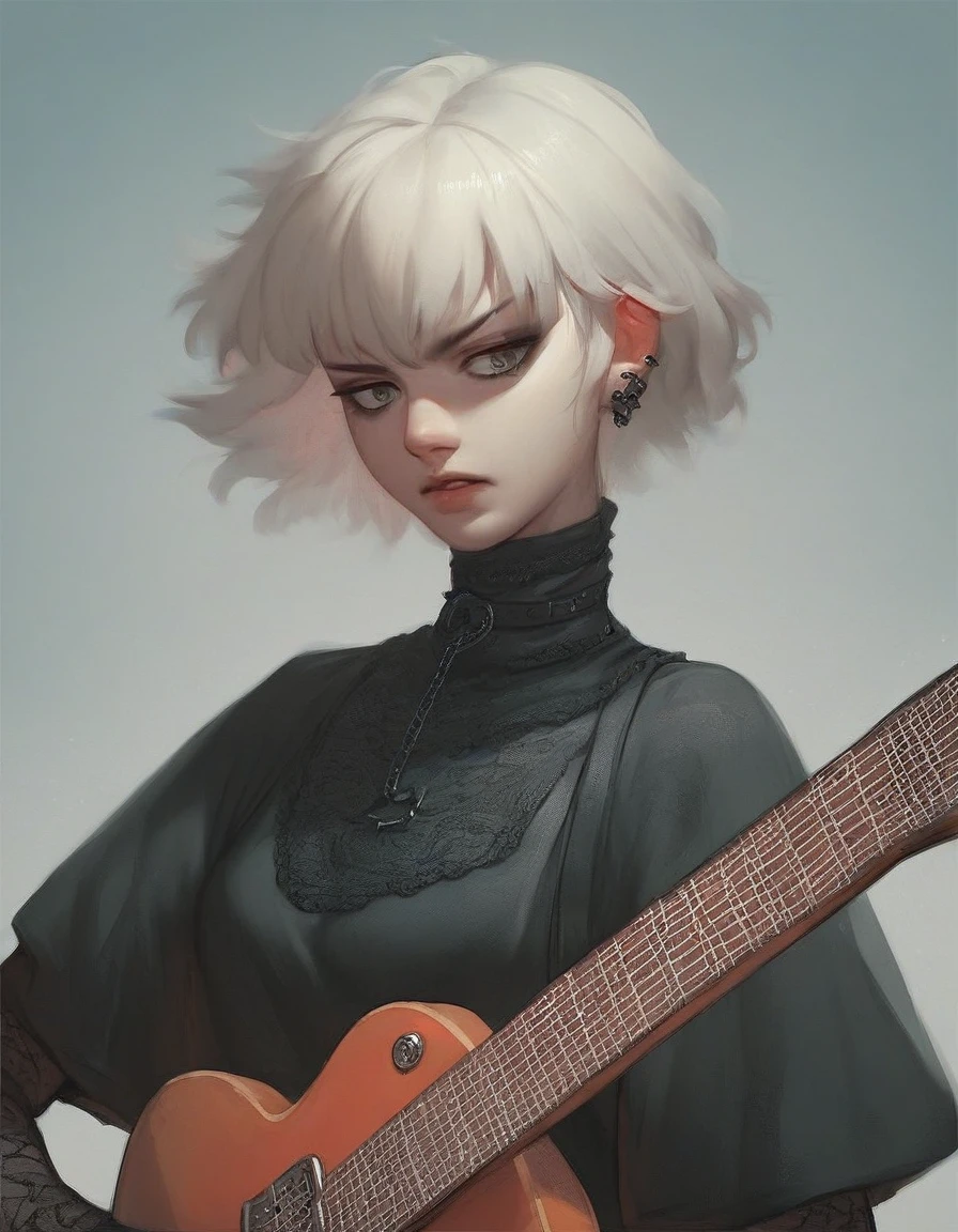 score_9, score_8_up, score_7_up, score_6_up, score_5_up, score_4_up, source_anime, portrait 1girl, solo, metal rock Gothic 1girl holding a guitar, 