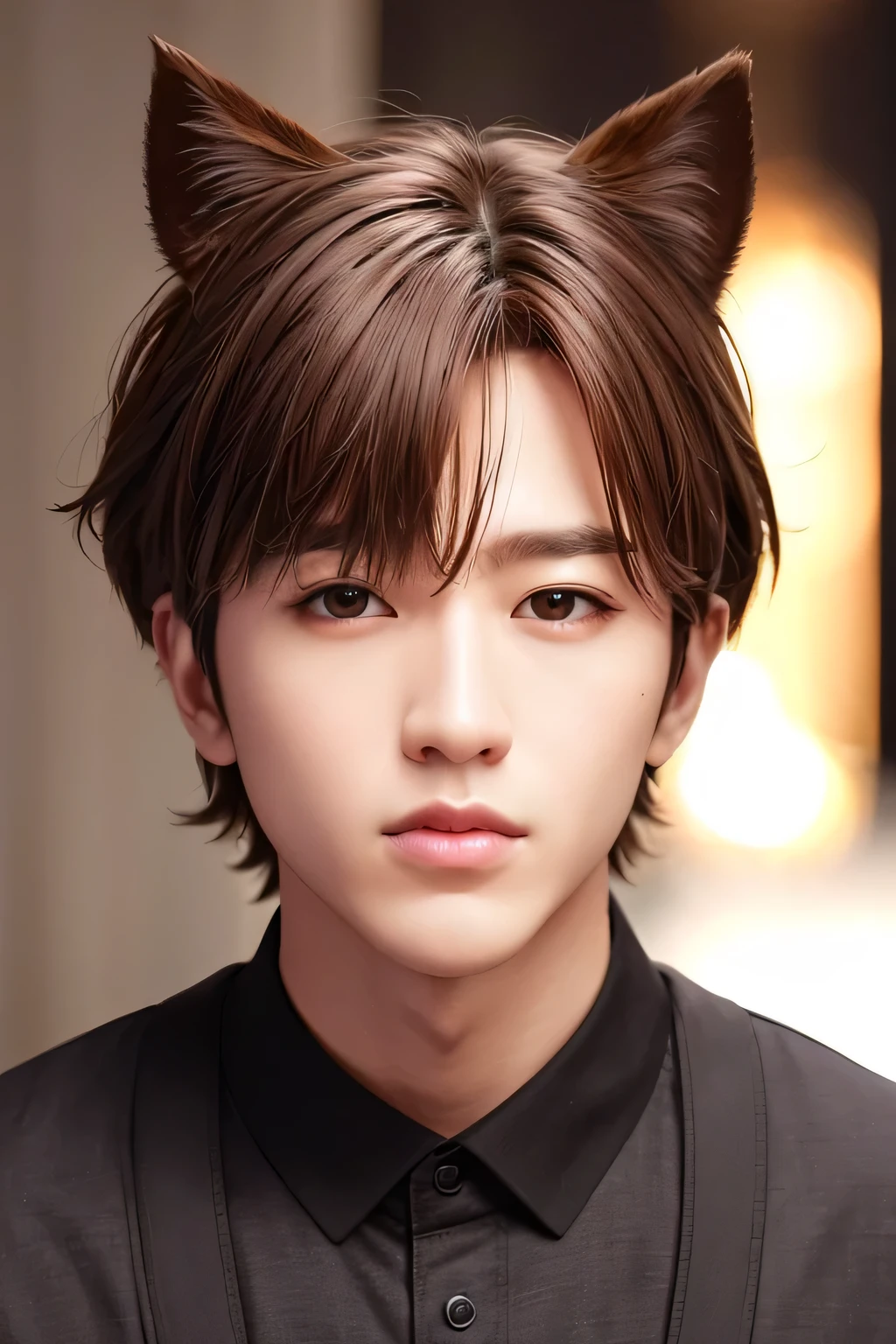 １male、highest quality、masterpiece、8k、Dog ears、Realistic Skin、(head shot:1.23)、Alley at midnight、Side Shot