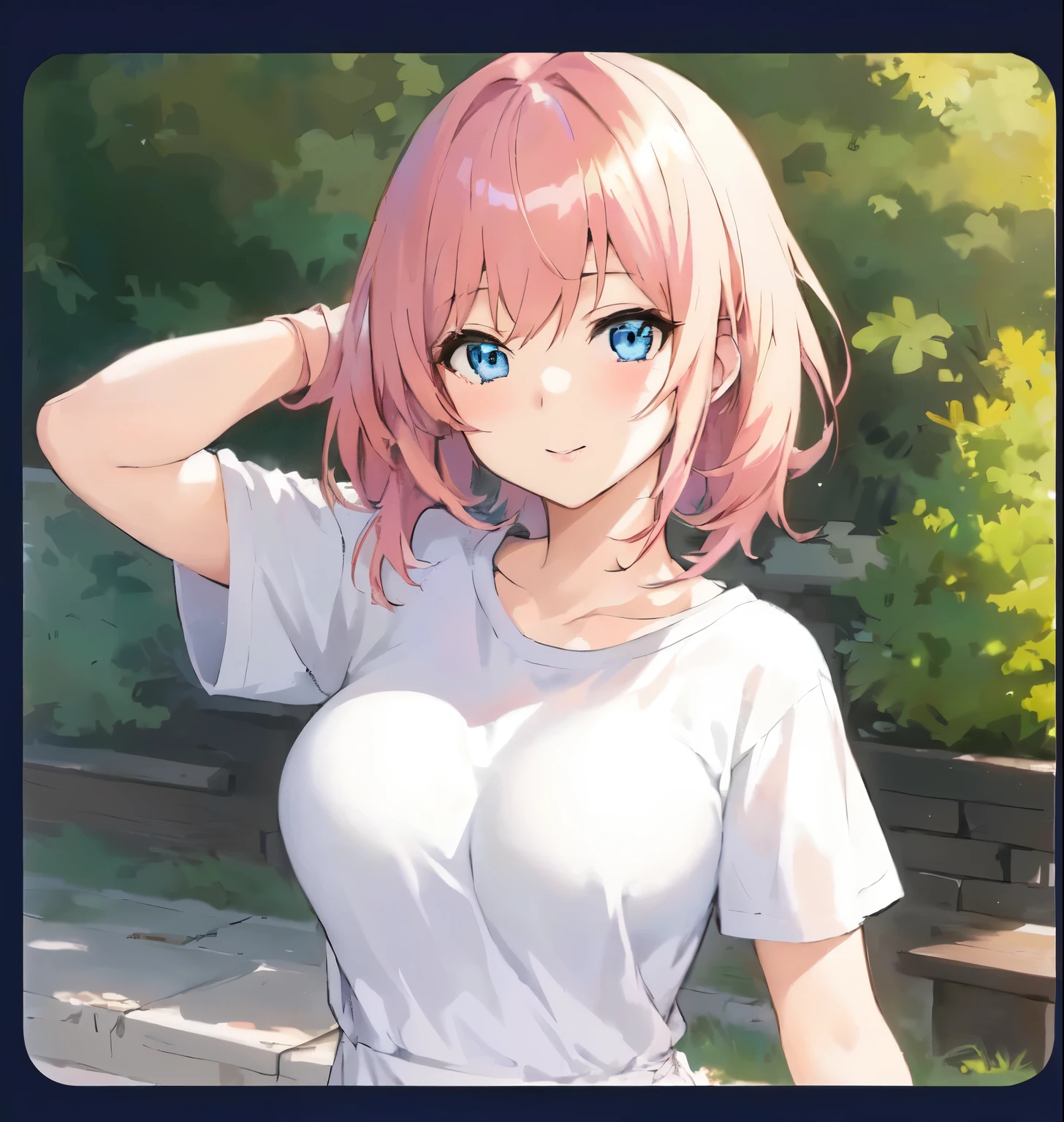 anime girl with pink hair and blue eyes posing for a picture, anime visual of a cute girl, seductive anime girl, fine details. girls frontline, sayori, anime moe artstyle, anime best girl, girls frontline style, attractive anime girl, realistic young anime girl, anime girl named lucy, [[[[grinning evily]]]]