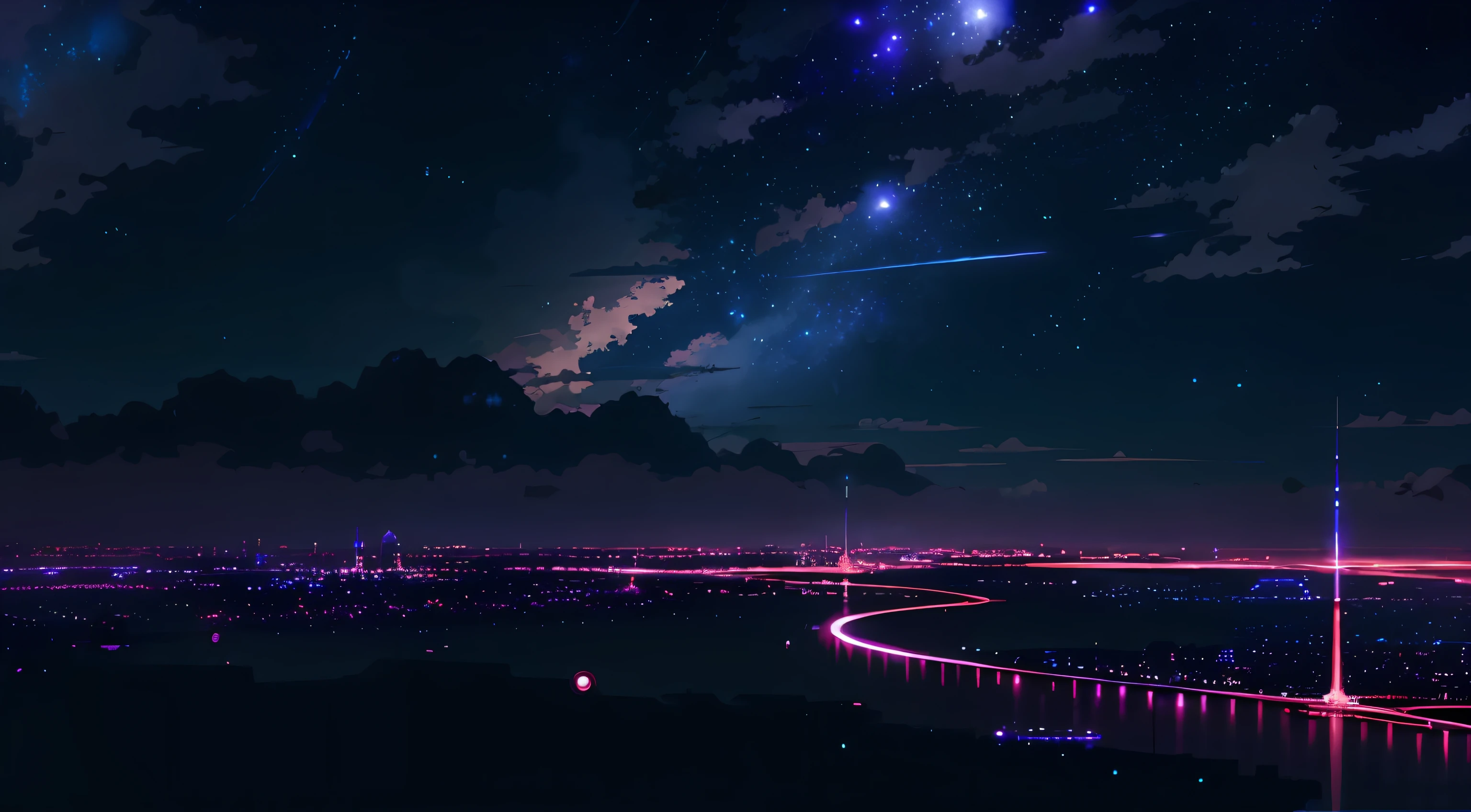 Paisaje anime de la hermosa ciudad nocturna en el cielo., cosmic sky. Por Makoto Shinkai, Fondo de pantalla animado 4k, Fondo de pantalla de arte anime 4k, Fondo de pantalla de arte anime 4k, Fondo de pantalla de arte animado 8K, amazing wallpapers, fondo de pantalla animado 4k, fondo de pantalla animado 4k, fondos de pantalla de paisajes anime, Fondo de pantalla manga 4k, fondo de pantalla animado ultra hd