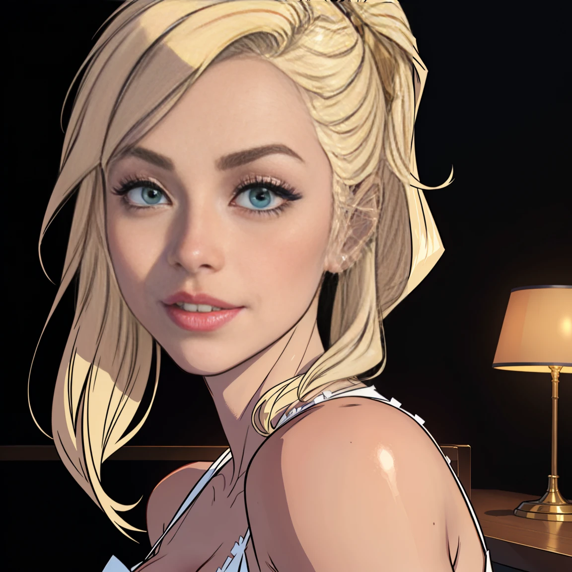 (best quality,4k,8k,highres,masterpiece:1.2),ultra-detailed,(realistic,photorealistic,photo-realistic:1.37),portrait of european girl,(beautiful,attractive,striking) face,(upper body,shoulders),(hair,locks) falling over one eye,(medium sidecut),(blonde,light-colored) hair,sharp focus,(black,business) suit, (elegant,formal),(confident,graceful),subtle smile, (piercing,intense) eyes, (delicate,feminine) features,(vivid,eye-catching) colors,sleek and professional appearance,vibrant lighting, (soft,subtle) shadows,subtle hint of (warm,golden) tone,studio setting