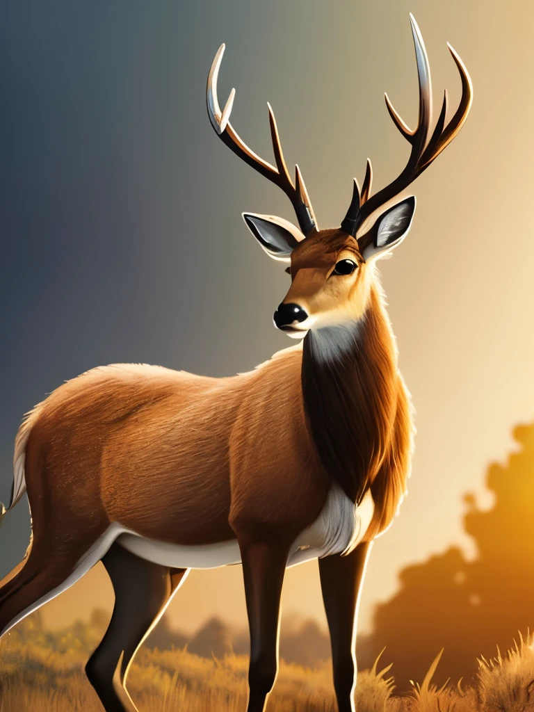 a painting of a deer with a large antelope in its antelope's antelope, concept art by Caroline Chariot-Dayez, trending on cgsociety, fantasy art, jen bartel, beeple and jeremiah ketner, art contest winner on behance, anthropomorphic deer, ✨🕌🌙, an anthropomorphic deer, forest spirit, dreamy illustration