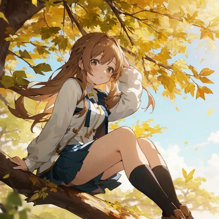 Anime girl sitting on a tree branch with her legs crossed, Beautiful anime girl, beautiful anime high school girl, 4k anime wallpaper, Anime art wallpaper 8k, (Anime Girl), anime art wallpaper 4k, Cute anime girl, anime art wallpaper 4k, Anime visuals of cute girls, Smooth Anime CG Art, pretty anime girl, young anime girl