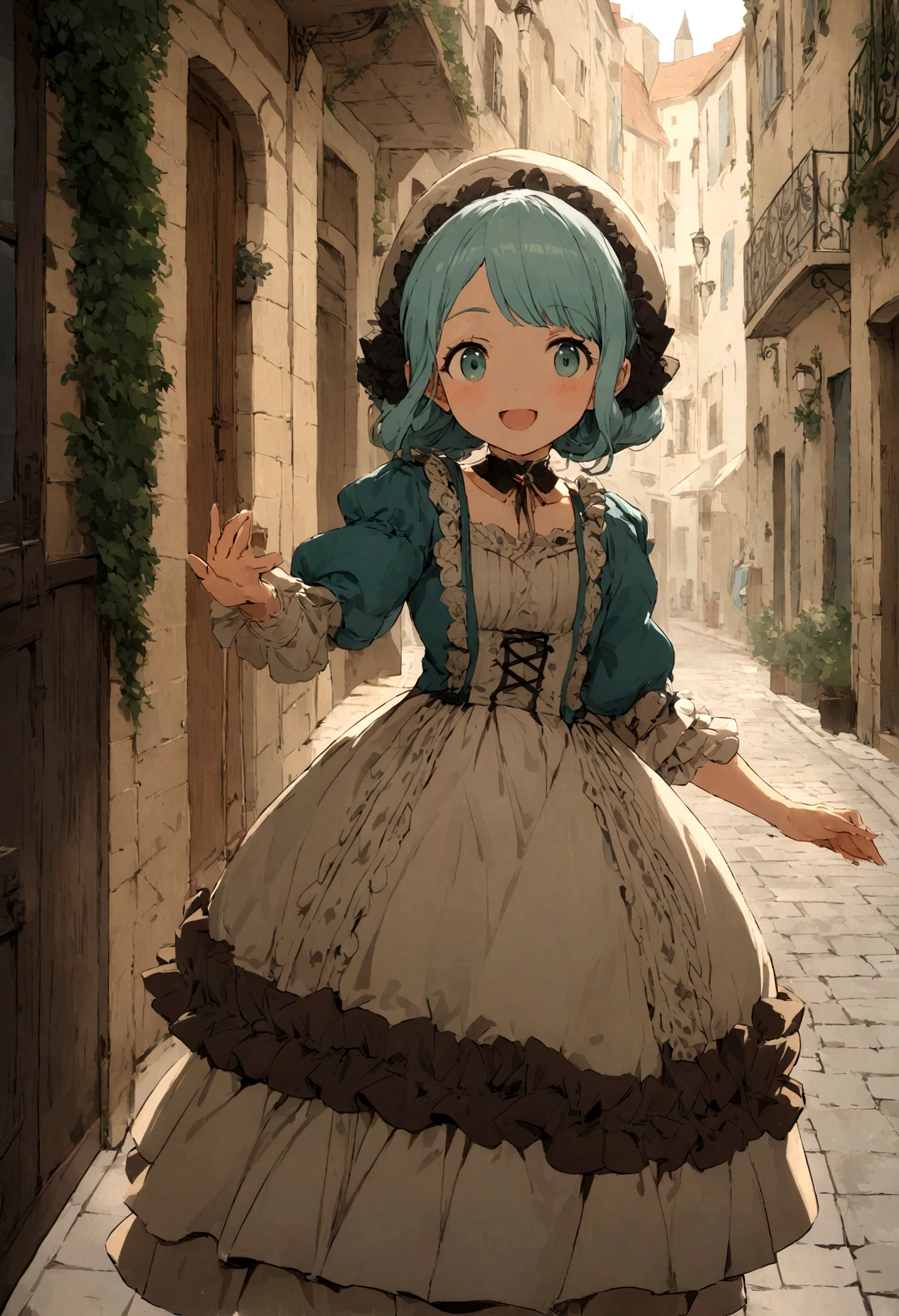 "Belle fille avec un sourire captivant se baladant dans les rues parisienne."