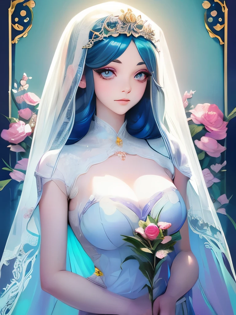 illustration of a woman in a dress with a veil and flowers, in style of anna dittmann, porcelain skin. studio ghibli, beautiful illustration, the sailor galaxia. beautiful, beautiful drawing style, by Alice Prin, by Ayami Kojima, corpse bride art style, alphonse mucha and rossdraws, style of charlie bowater, dreamy illustration