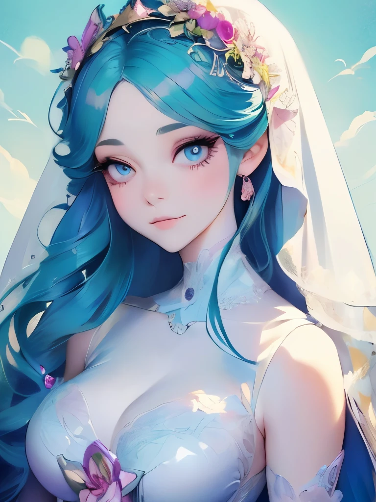 illustration of a woman in a dress with a veil and flowers, in style of anna dittmann, porcelain skin. studio ghibli, beautiful illustration, the sailor galaxia. beautiful, beautiful drawing style, by Alice Prin, by Ayami Kojima, corpse bride art style, alphonse mucha and rossdraws, style of charlie bowater, dreamy illustration