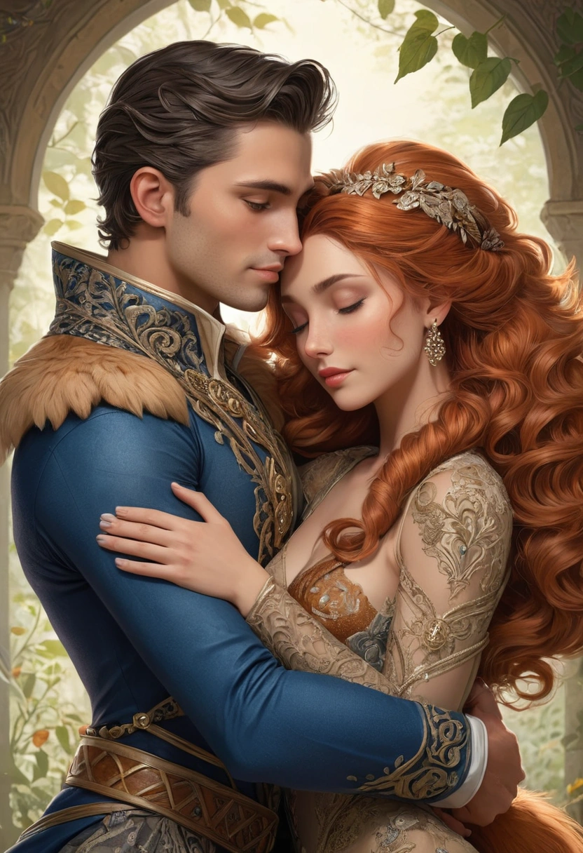 Male vixen and woman hugging