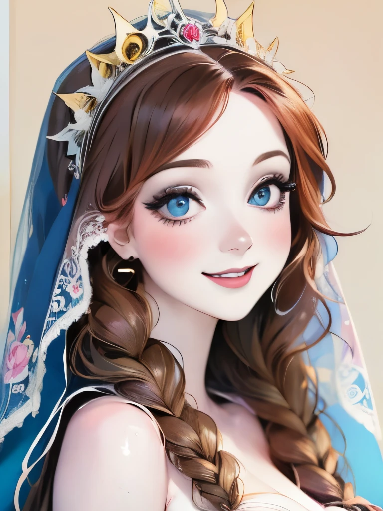 illustration of a woman in a dress with a veil and flowers, in style of anna dittmann, porcelain skin. studio ghibli, beautiful illustration, the sailor galaxia. beautiful, beautiful drawing style, by Alice Prin, by Ayami Kojima, corpse bride art style, alphonse mucha and rossdraws, style of charlie bowater, dreamy illustration