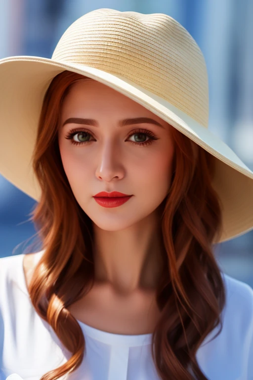 a close-up of a woman wearing a hat and a white shirt, alena aemani arte digital, retrato colorido, inspirado em Ayshia Taşkın, aenami alena, artgasmo, realistic woman oil painting, Beautiful acrylic fluid portrait, digital oil painting with airbrush, imagem de arte digital, Alina Ivanchenko, por Galen Dara