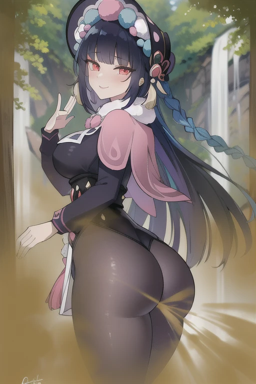 (masterpiece, highest quality, Shine光, Shine, Shiny skin, Super detailed, Detailed Background, Complex background),(Perfect Face, Detailed face, Fine grain,Perfect hands,Perfect Fingers), (Big Breasts:1.2,smile),(Mature Woman:1.4),Cowboy Shot,thick,
Yunjin,Long Hair,((Gradient Hair)),Variegated eyes, Gradient Eyes, (Glowing Eyes:1.5), mascara, (Fashion Makeup), Lips parted, Blunt bangs, bonnet, Long sleeve, Capelet, dress, pink Capelet,, Braiding, eye shadow, pantyhose,Fur trim,
((In the middle of the forest, wood, Mountain々, lake, waterfall)),((super Detailed Background)), Dynamic pose, ((8k wallpaper)), View Viewer,Women stink,fart,Turn your buttocks here