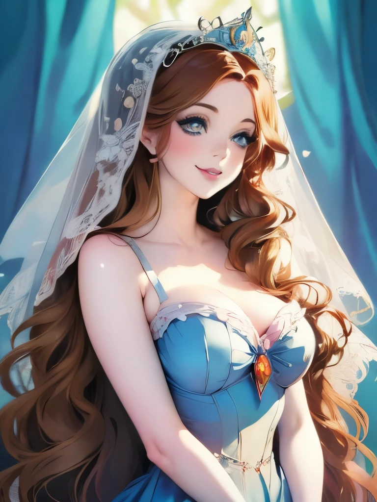 illustration of a woman in a dress with a veil and flowers, in style of anna dittmann, porcelain skin. studio ghibli, beautiful illustration, the sailor galaxia. beautiful, beautiful drawing style, by Alice Prin, by Ayami Kojima, ?????? bride art style, alphonse mucha and rossdraws, style of charlie bowater, dreamy illustration
