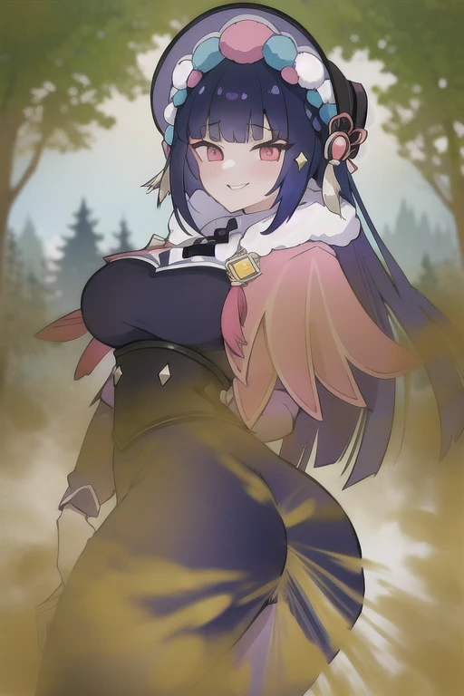 (masterpiece, highest quality, Shine光, Shine, Shiny skin, Super detailed, Detailed Background, Complex background),(Perfect Face, Detailed face, Fine grain,Perfect hands,Perfect Fingers), (Big Breasts:1.2,smile),(Mature Woman:1.4),Cowboy Shot,thick,
Yunjin,Long Hair,((Gradient Hair)),Variegated eyes, Gradient Eyes, (Glowing Eyes:1.5), mascara, (Fashion Makeup), Lips parted, Blunt bangs, bonnet, Long sleeve, Capelet, dress, pink Capelet,, Braiding, eye shadow, pantyhose,Fur trim,
((In the middle of the forest, wood, Mountain々, lake, waterfall)),((super Detailed Background)), Dynamic pose, ((8k wallpaper)), View Viewer,Women stink,fart,Turn your buttocks here