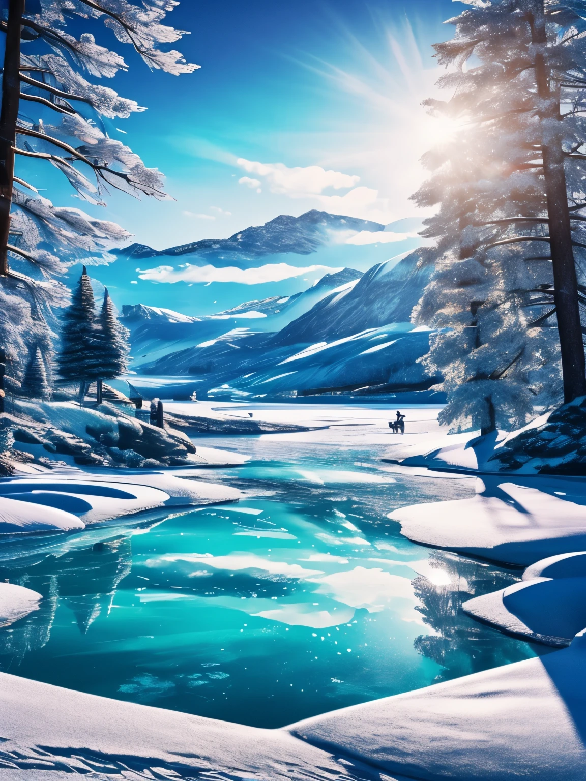 frozen lake, ultra detailed