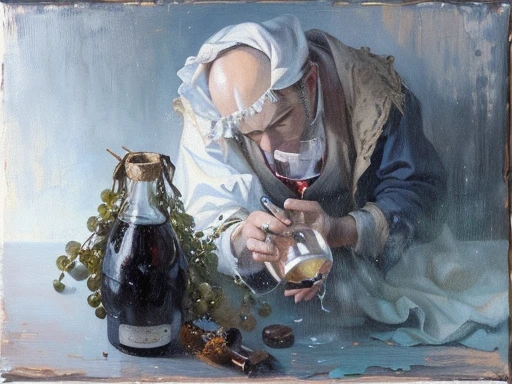 painting of a bottle of wine and a glass of wine, painting of one health potion, oils on canvas, romanticist oil painting ”, detailed oil, oil art, painting oil, oil in canvas style, painting oil on canvas, oil on board, gouache, oil painting dnd, oil on wood, inspired by Jean-Baptiste-Siméon Chardin, detailed oil paint