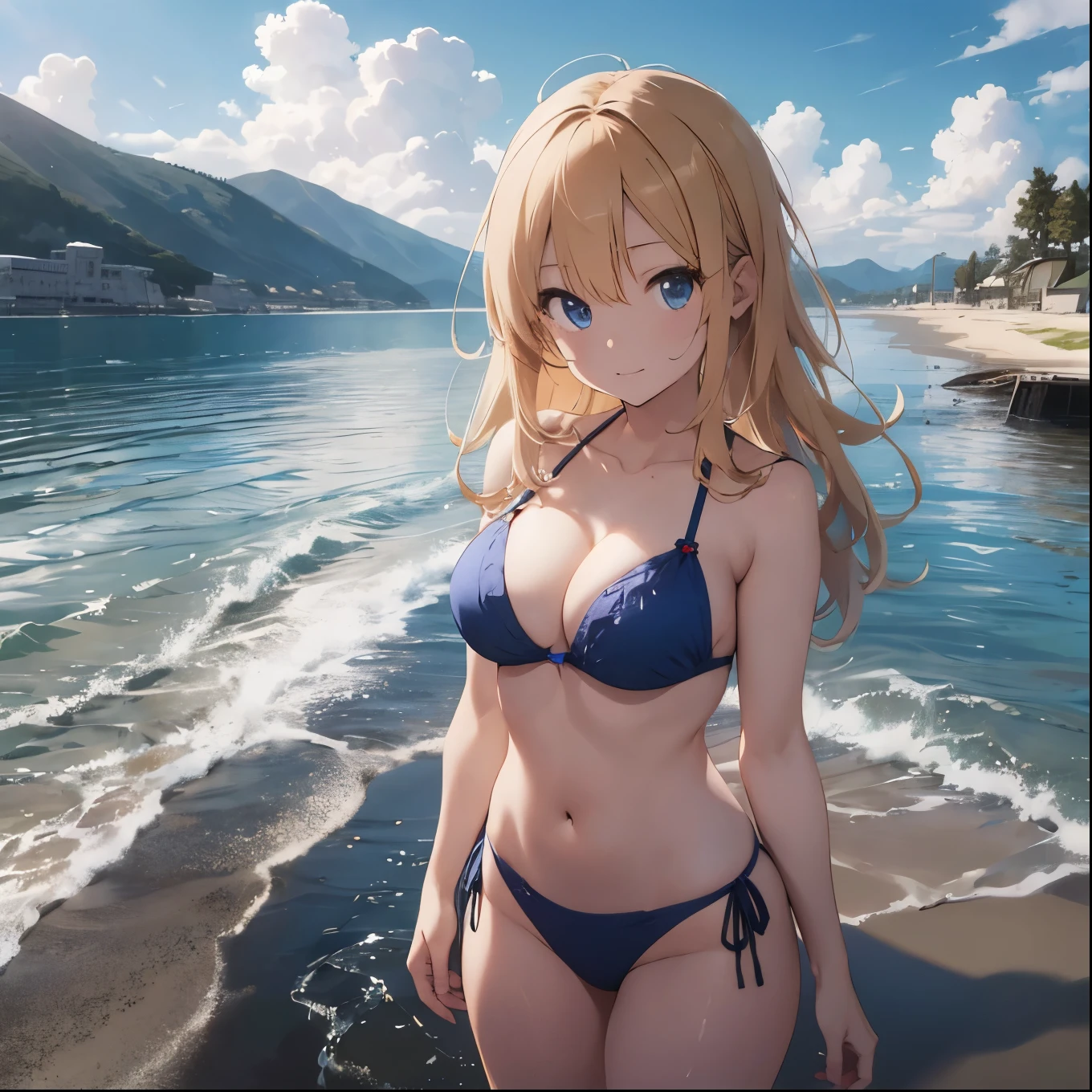 Blonde girl drawn in high definition Japanese anime style、whole body、Women in blue bikinis taking photos on a deserted beach, Bikini Model, , A young and cute gravure idol, Posing together in a bra, Russian and Japanese mix, sakimichan, Asian woman, Wear a swimsuit, that'that'that'that'that'that'that'that'that'that'that'that'that'that'that'that'It's hot with the shining sun, Japanese Model, Cute Core, sakimichan hdri, Young Gravure Idol, Chubby