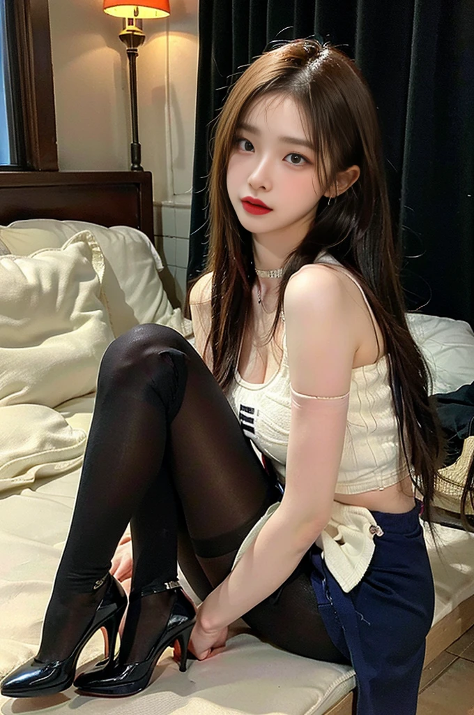 (((NFSW : 1.2))), (((pornography))), (realistic), (intricate details:1.2), (masterpiece、:1.3), (top quality:1.4), (Ultra A high resolution:1.2), Ultra A high resolution, 8K resolution, very detailed expression, dark, (high quality), complete anatomy, natural anatomy, full body photo, 1 Girl being raped by two men, 21 years old, (call girl:1.5), (prostitute: 1.5), (korean:1.8), (beautiful : 1.4), (Shiny blonde banging), (big earrings), heavy makeup, Confusing wording, choker necklace, long legs, (She weared flesh colored realistic pantyhose and high heel : 1.5), men forcibly tie up her arms behind back, ((eye contact : 1.4)), (((orgasm : 1.4))), (((moaning : 1.2))), (with several men),(She being caught and sexually harassed by men : 1.5), girl be forcibly raped by two men, violated by them, She can not resist holding her arms grabbed by him., his dicks are being inserted into her pussy and anal., a man tighten her panty, a man tears off her pantyhose to explore her pussy, grabed ass, (The men grabbed her thighs.) ,dark, night, indoor, hotel, cabin, bed, upskirt, be unwearing, prepare sex, caress, kissing, (detailed background:1.2), She has enjoy sex with several Korean men : 1.4), (shoes are always symmetrical:1.5)